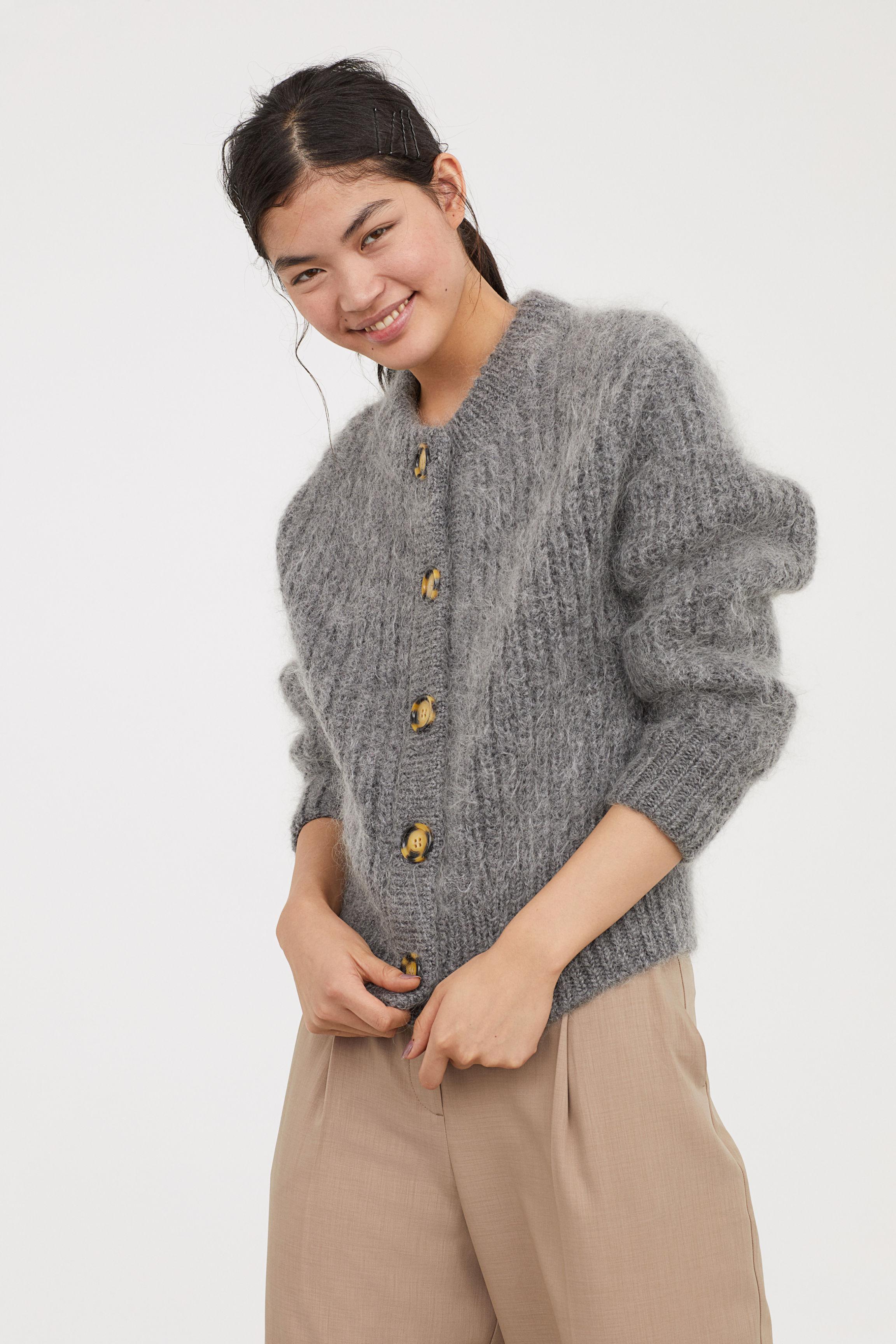 H&M Wool-blend Cardigan in Gray | Lyst