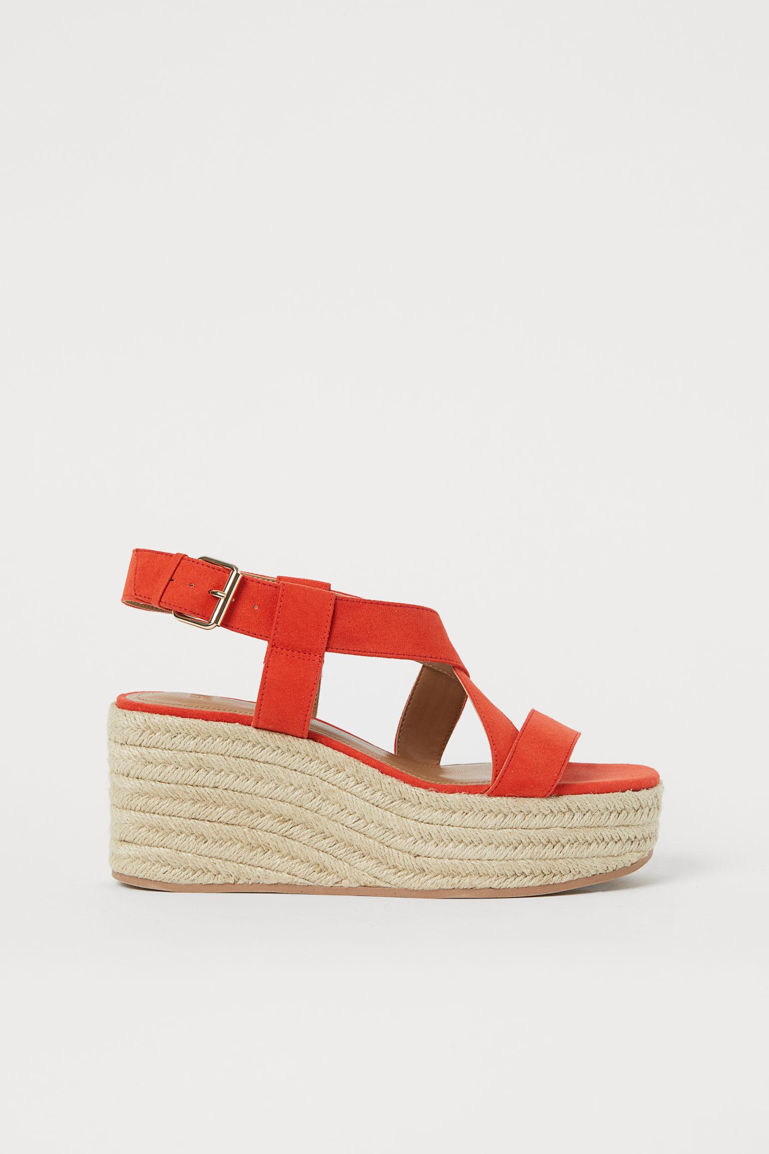 Hu0026M Wedge-heeled Sandals in Orange | Lyst Australia