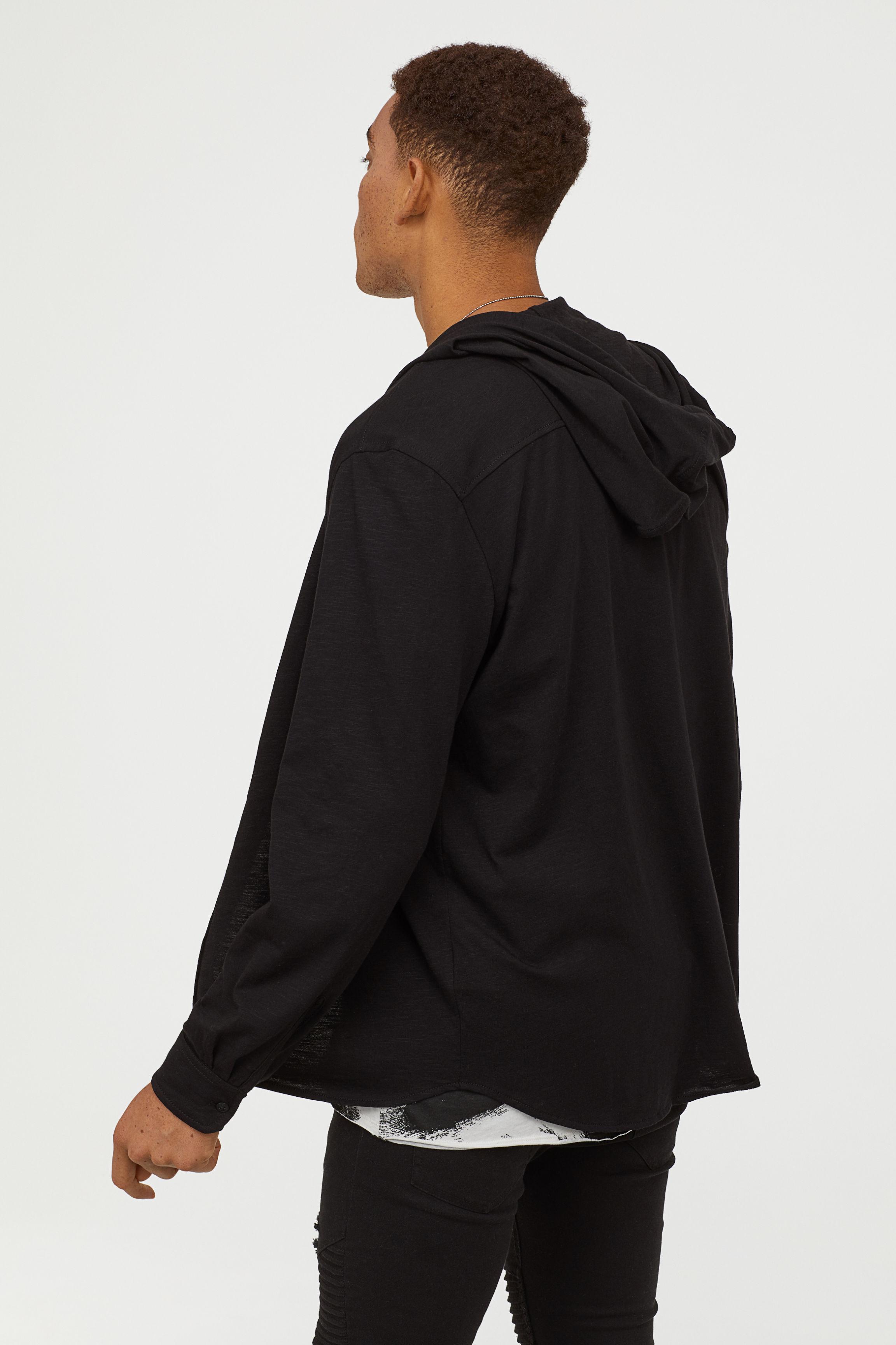 H&M Hooded Shirt in Black for Men - Lyst
