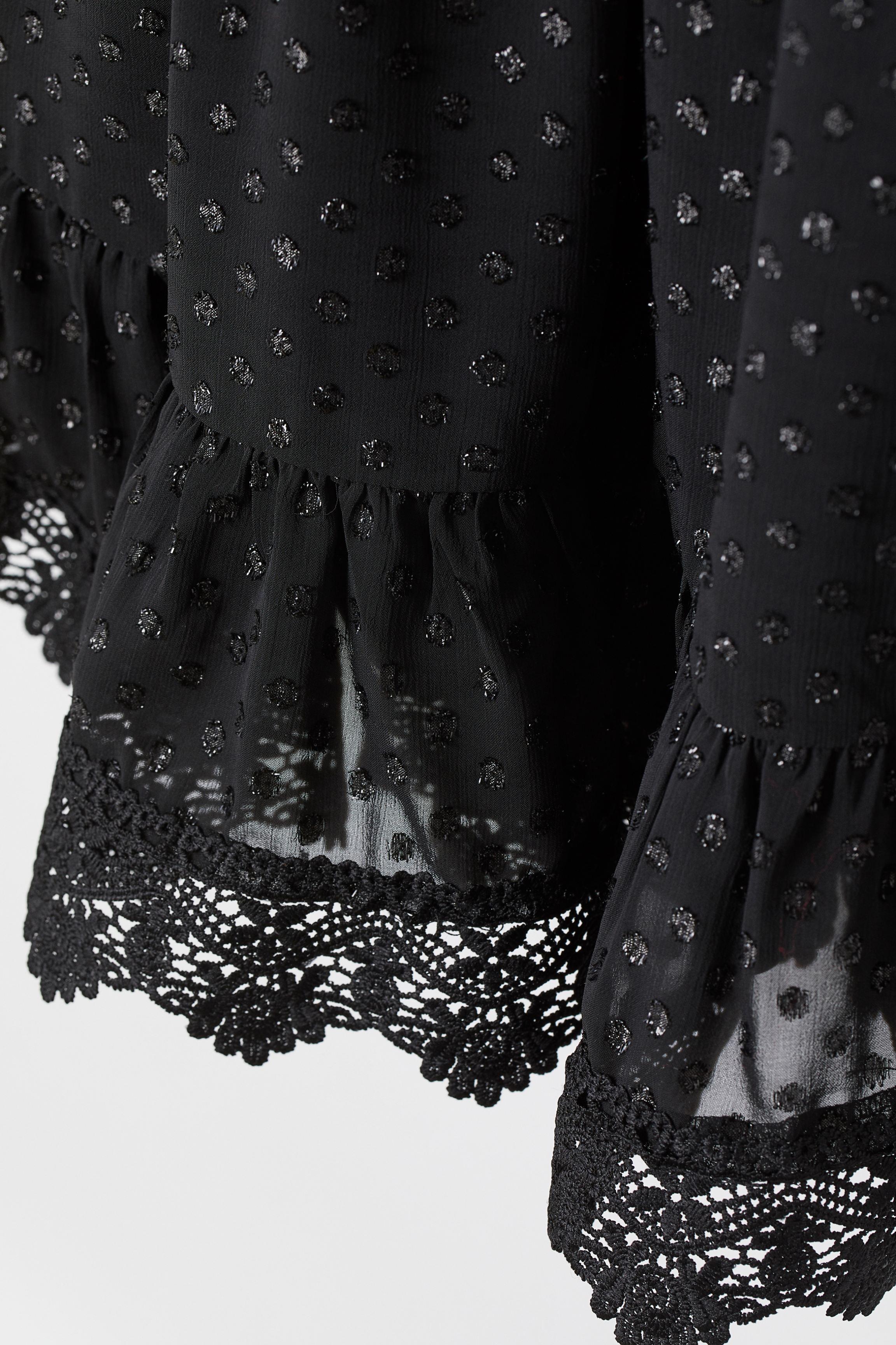 H\u0026M Plumeti Chiffon Dress in Black | Lyst