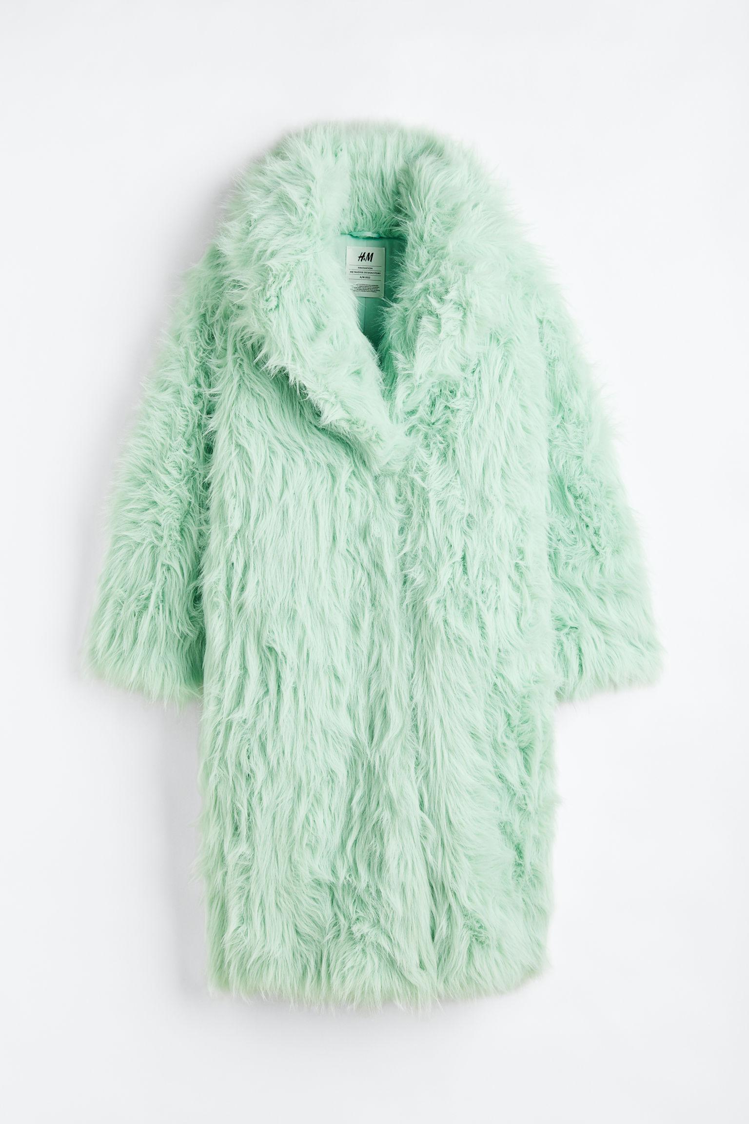 Long manteau Teddy bear en tissu peluche H&M en coloris Vert | Lyst