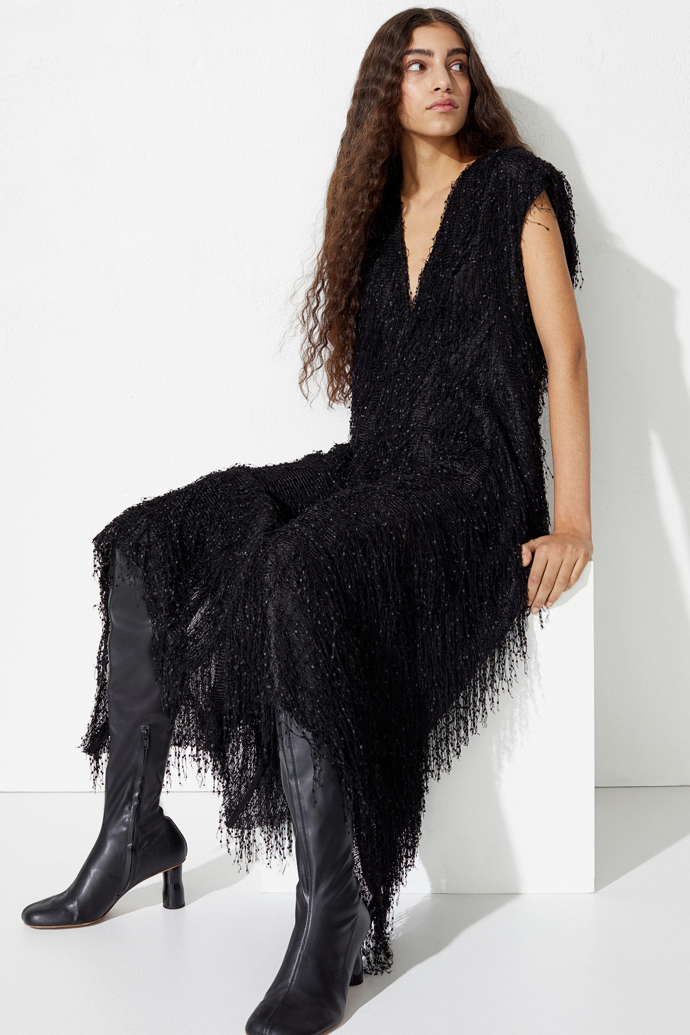 fringe dress h&m