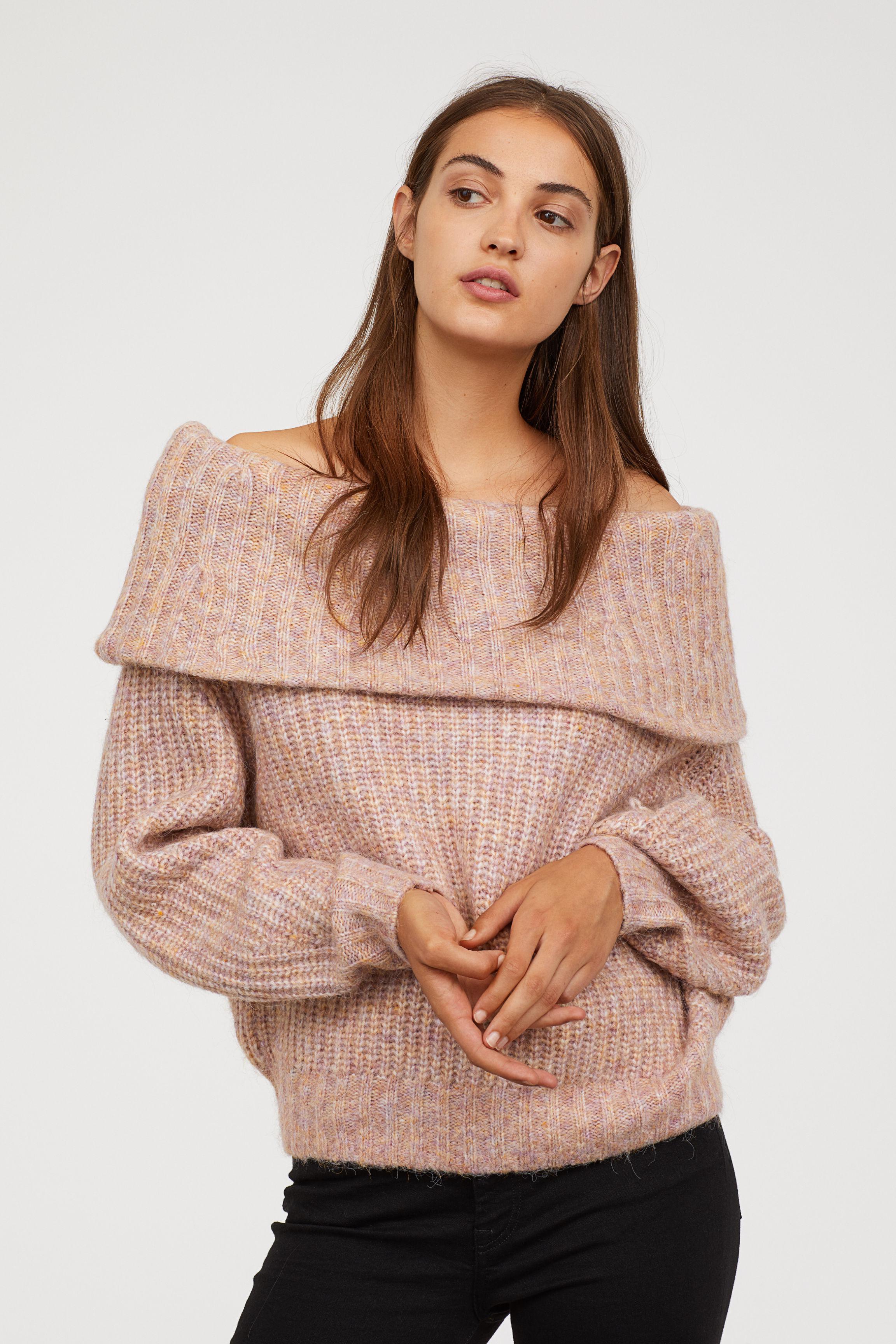 H&M Off-the-shoulder Sweater in Pink | Lyst