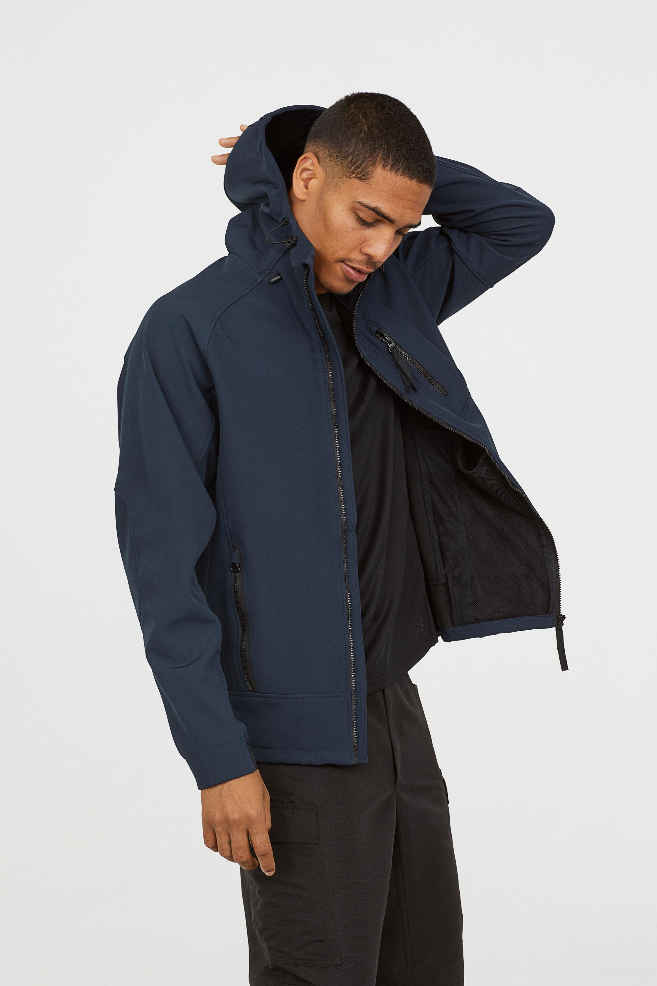 H&M Fleece Softshell Jacket in Dark Blue (Blue) for Men - Lyst