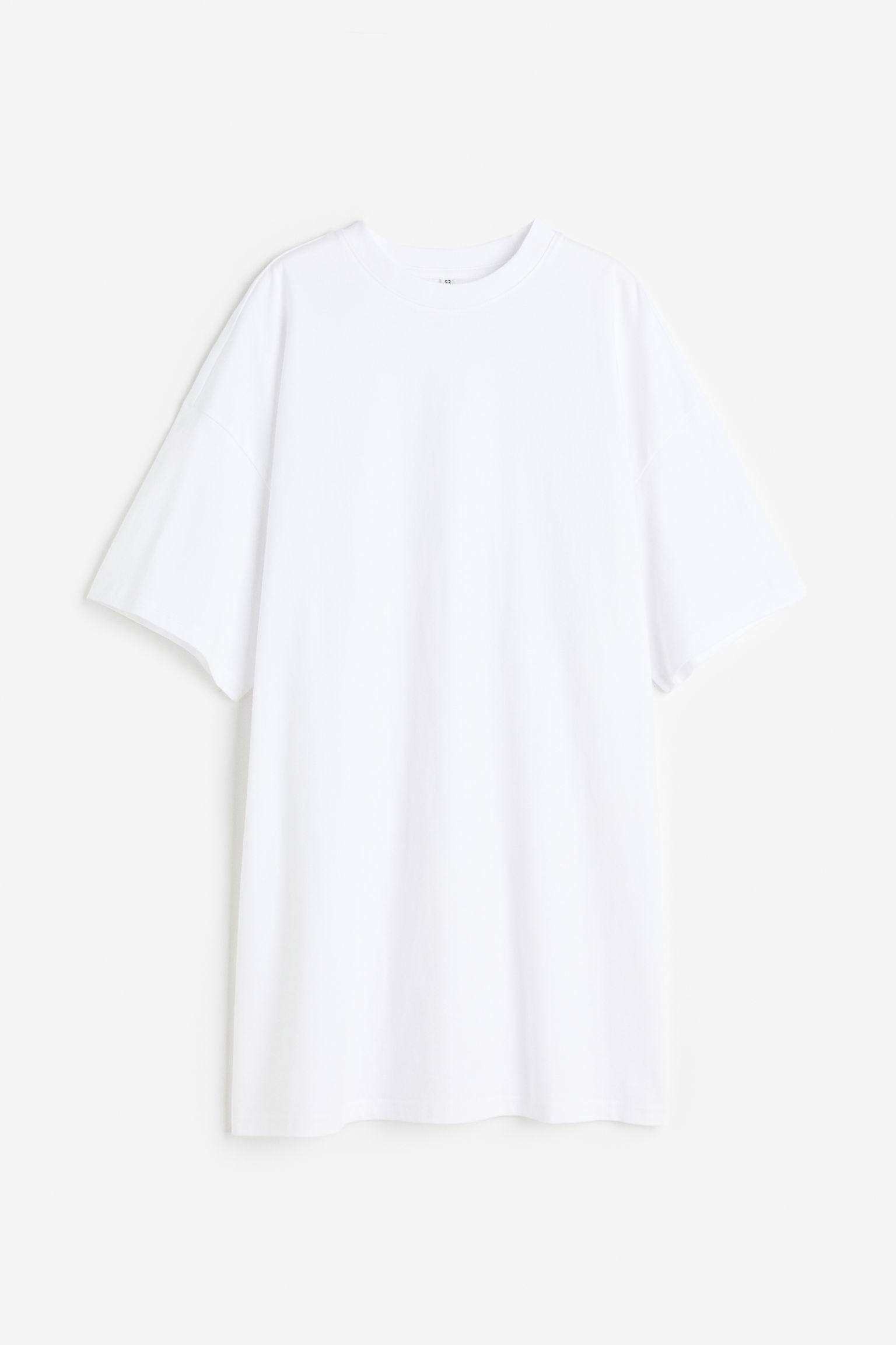 H&M Oversized T-shirt Dress in White | Lyst Canada