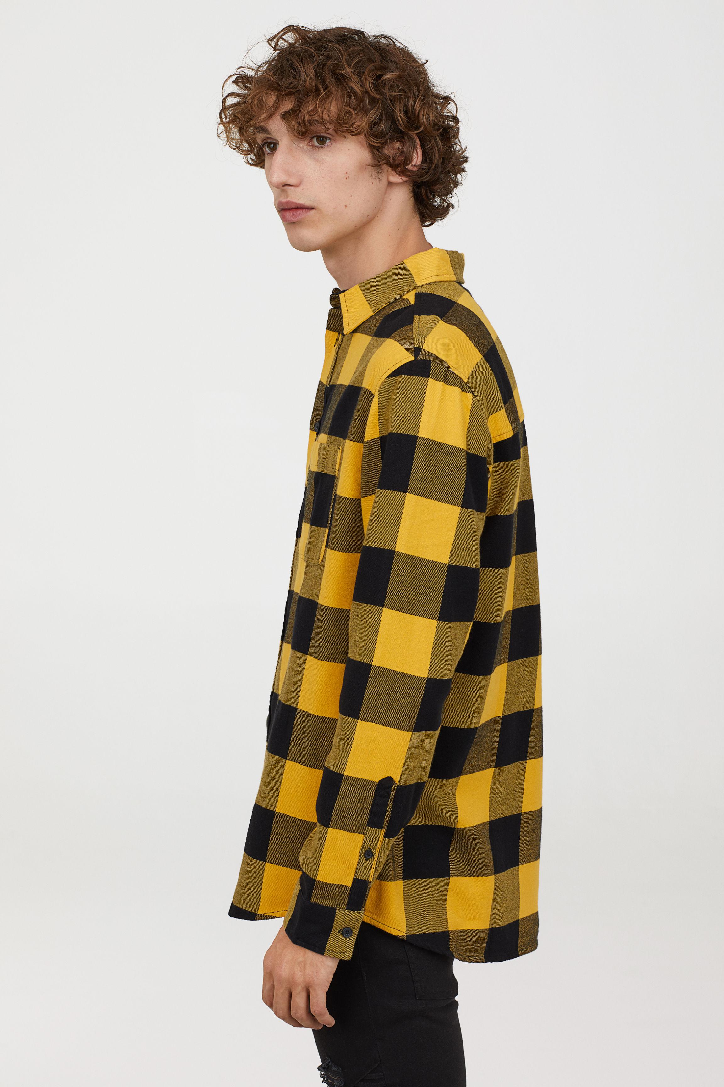H&M Cotton Flannel Shirt in Yellow for Men | Lyst