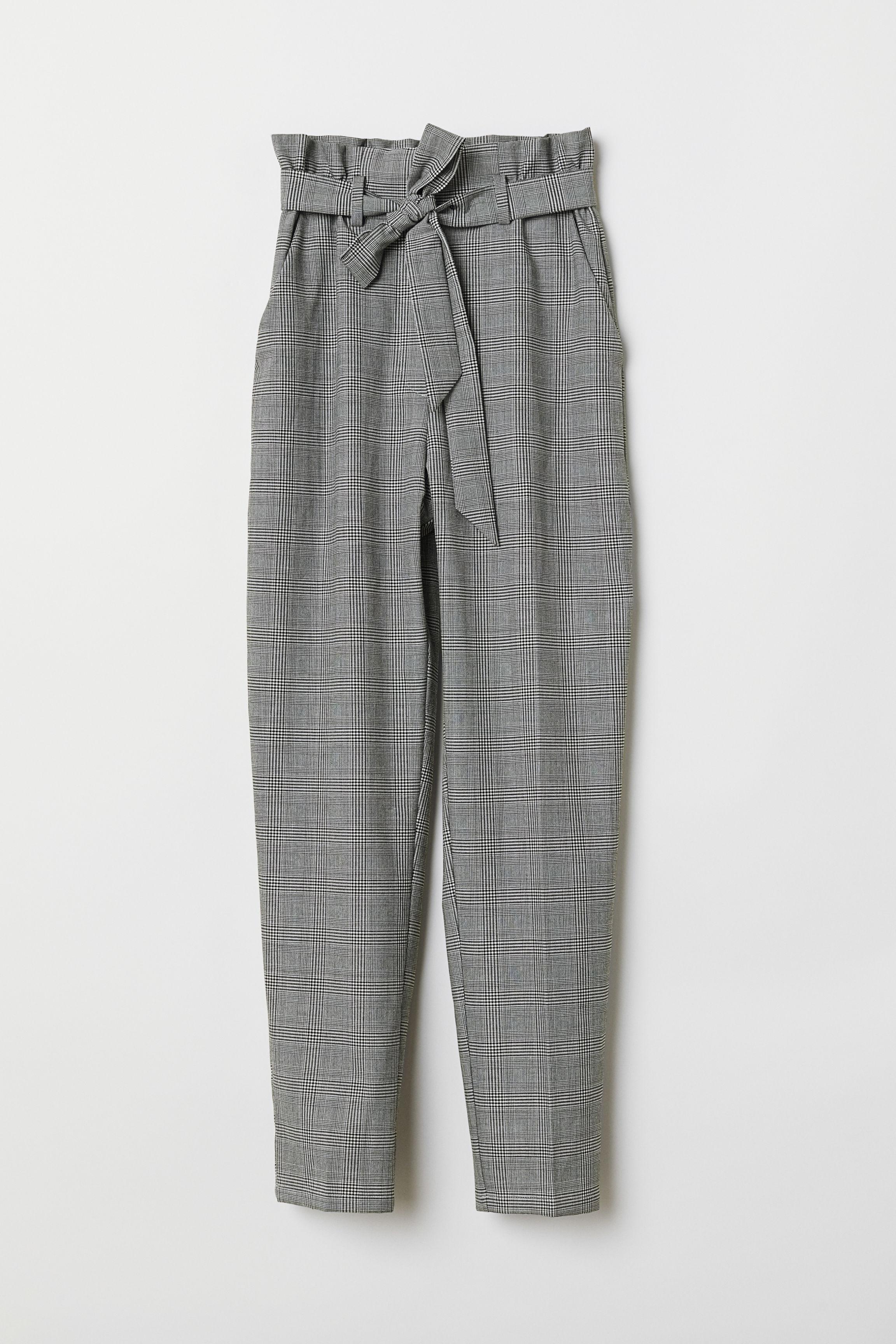 H\u0026M Synthetic Paper-bag Pants in Light Gray/Striped (Gray) | Lyst