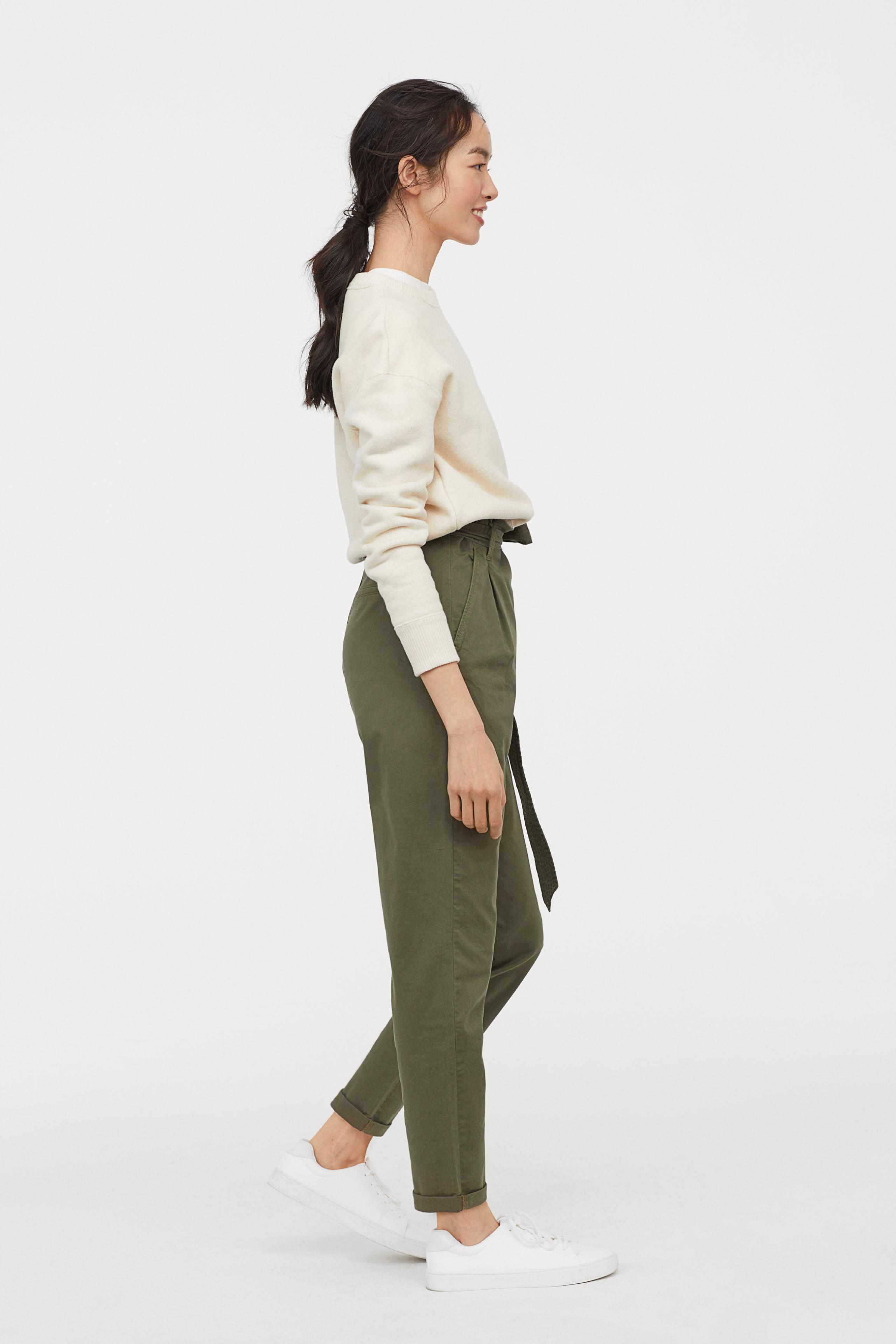 CurvyGoldtrash paperbag Trousers | Medium Green | ONLY®