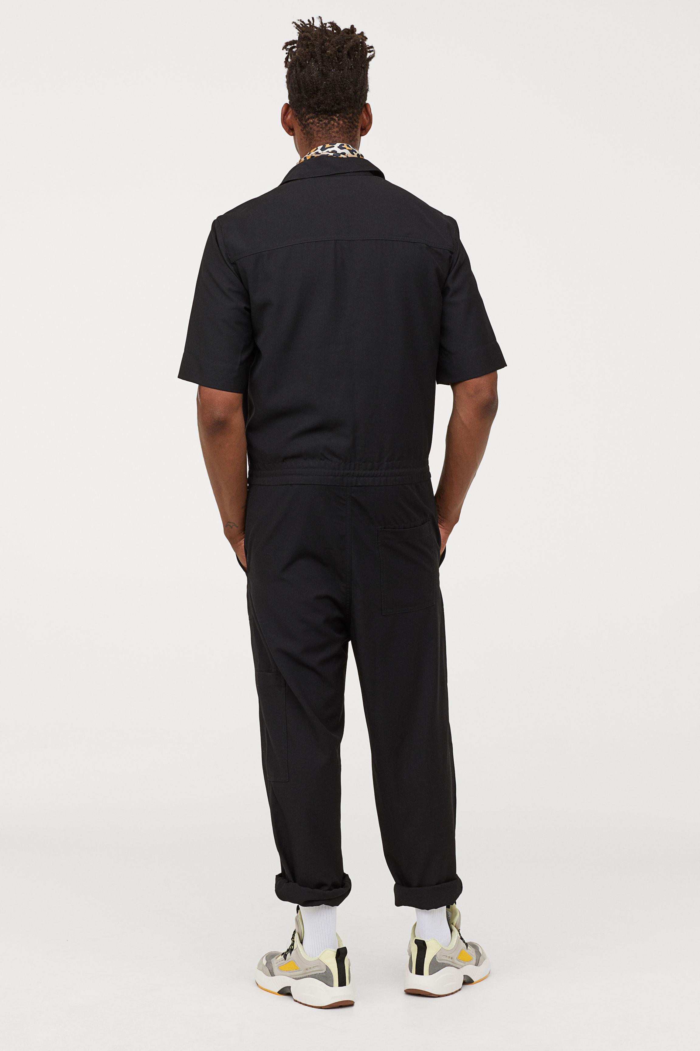 H&M Cotton Short-sleeved Boiler Suit in Black for Men - Lyst