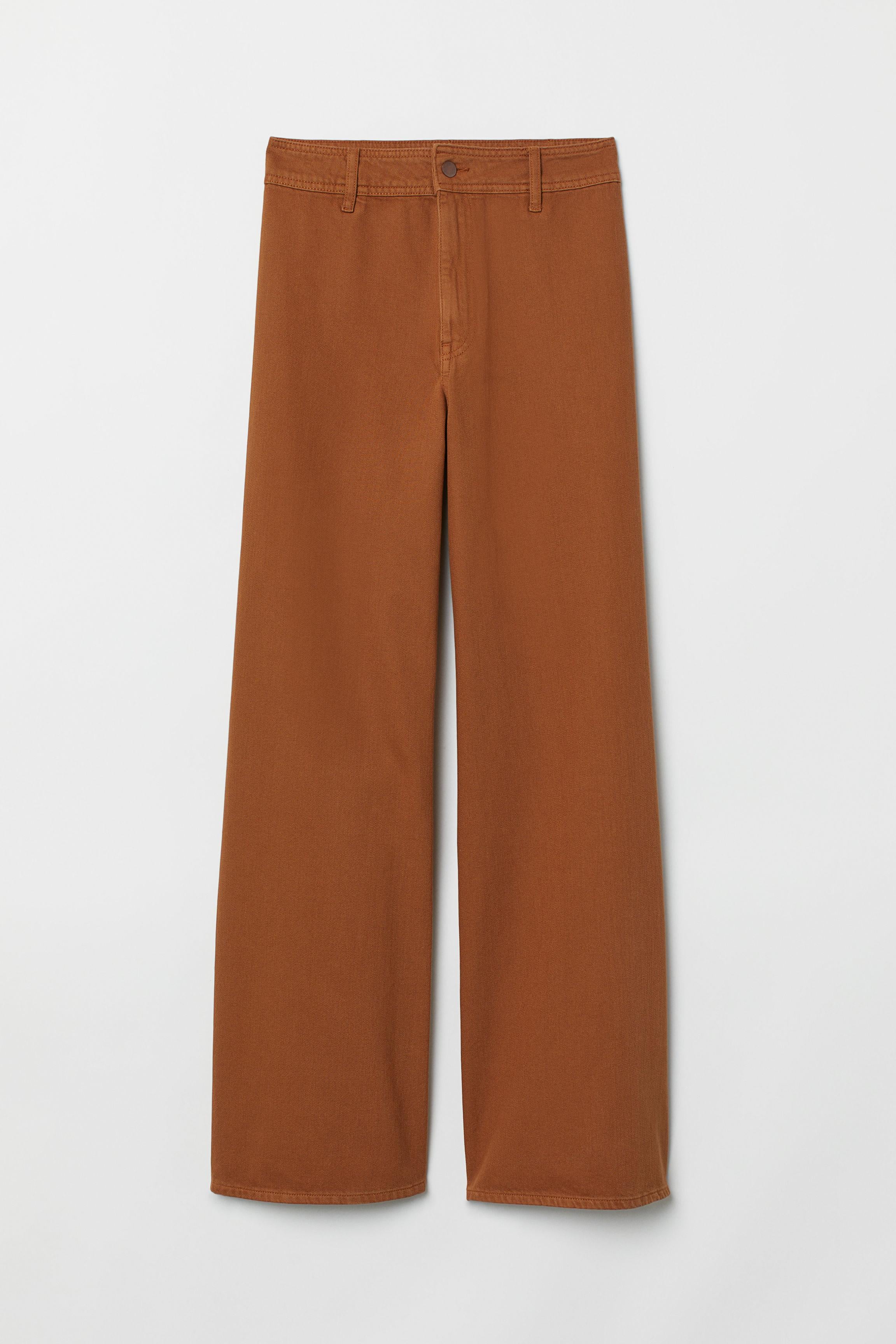 H\u0026M Cotton Wide-leg Twill Pants in Rust 