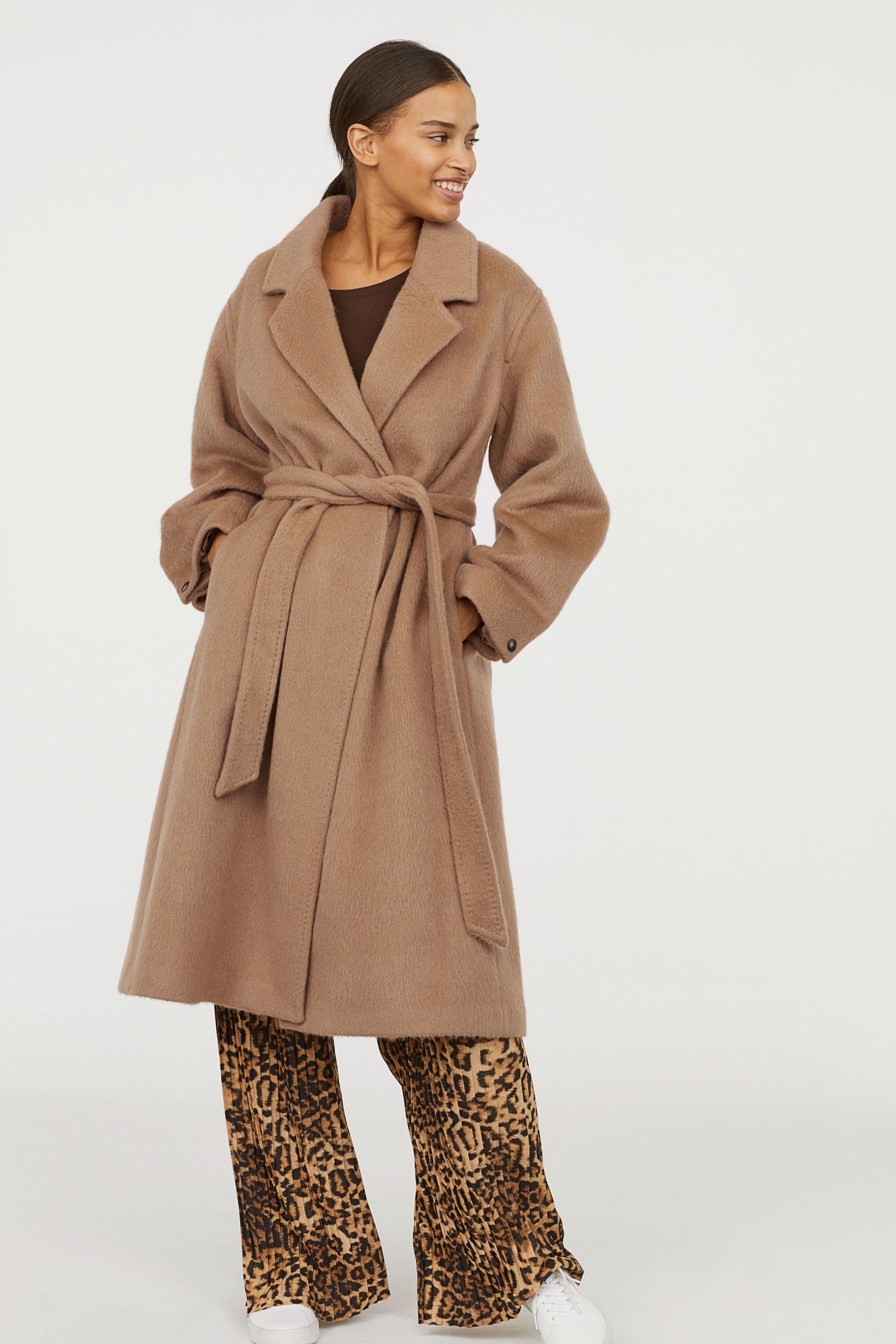 H&M Long Wool-blend Coat in Natural | Lyst