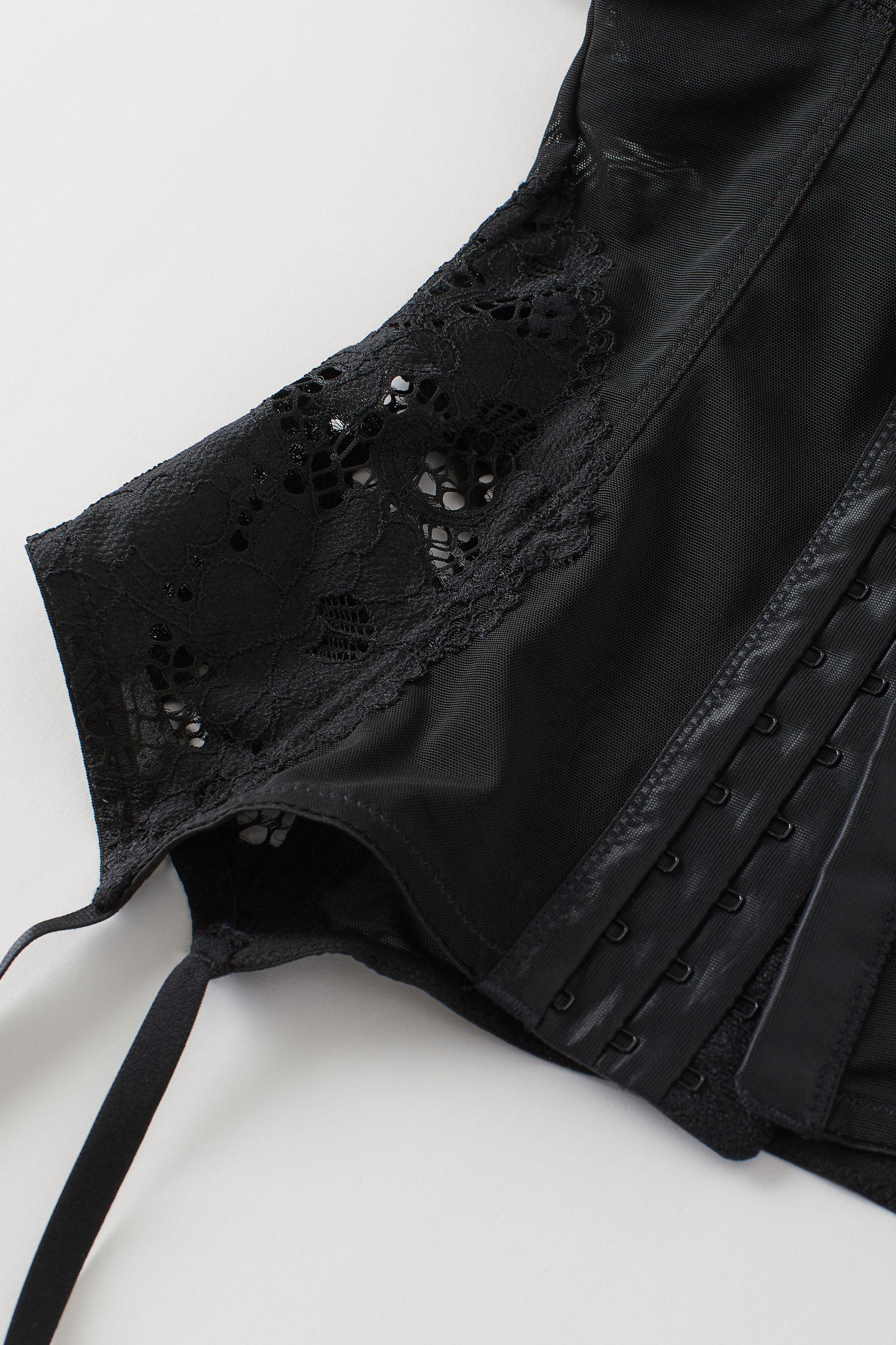 H&M Lace Corset With Balconette Bra in Black - Lyst