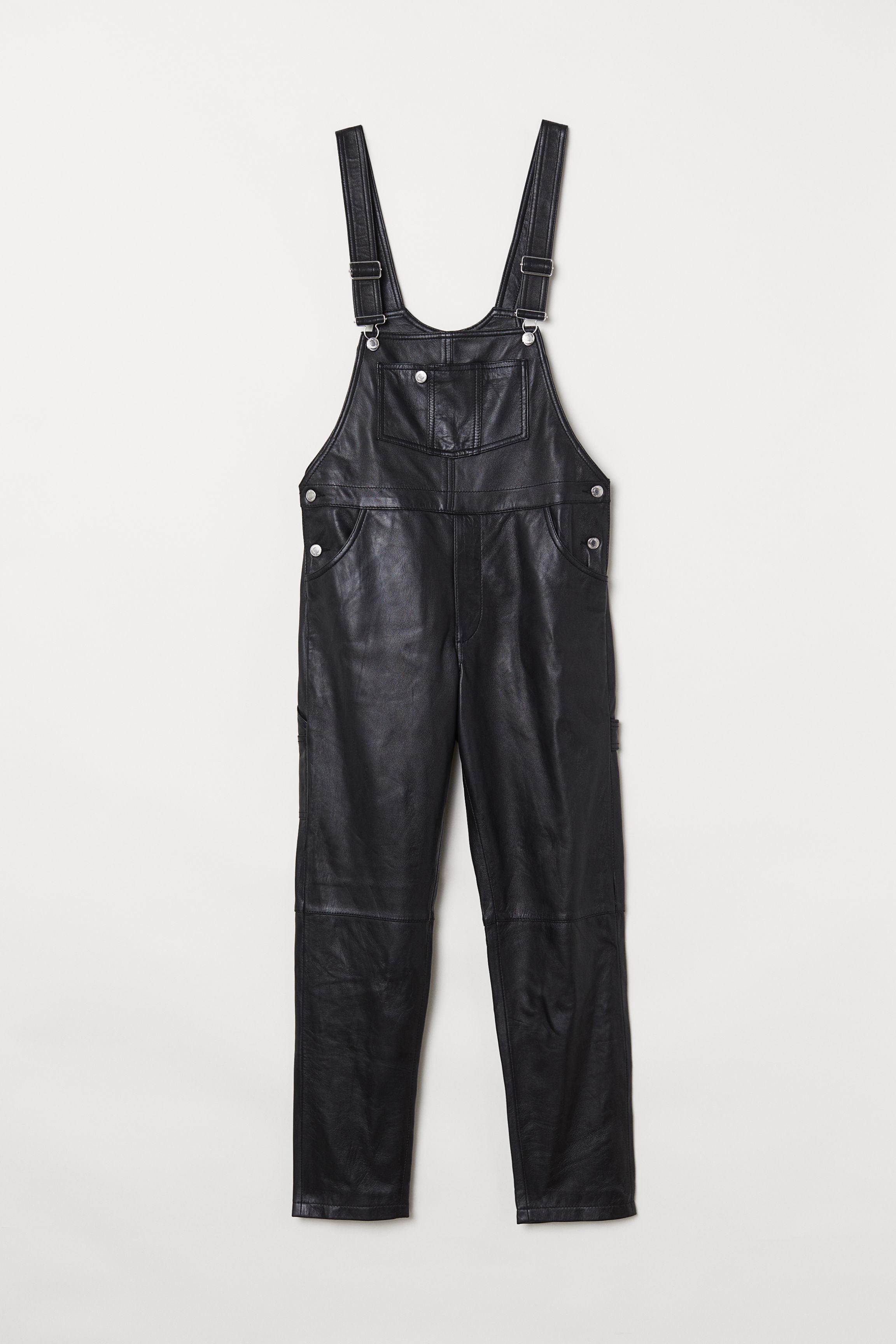 H&M Leather Bib Overalls in Black for Men | Lyst