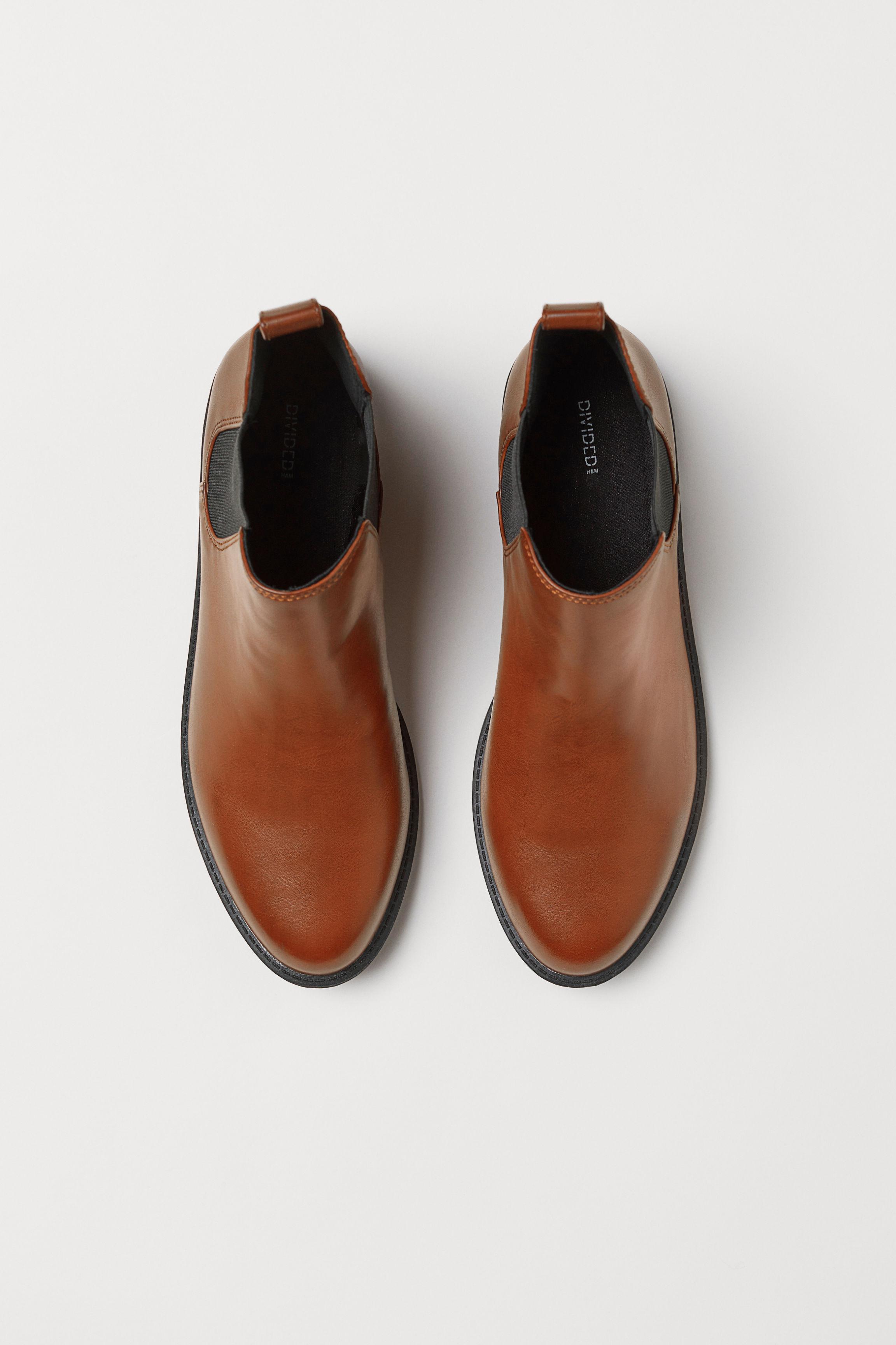 H&amp;M Satin Chelsea Boots in Brown Lyst