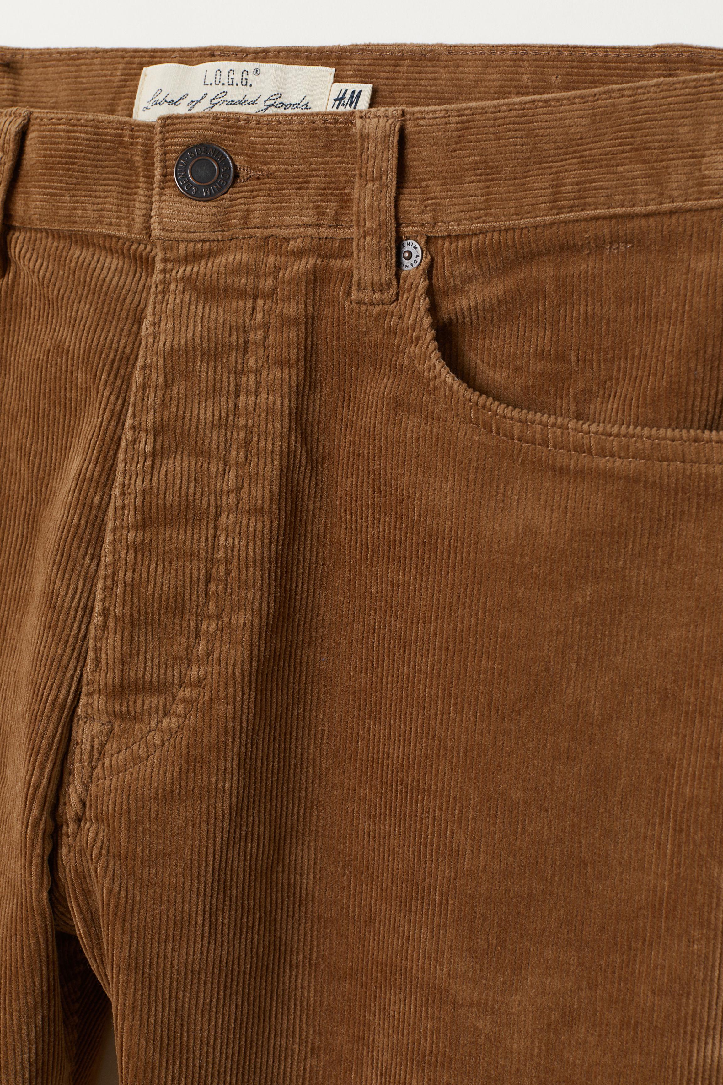 H&M Cotton Slim Corduroy Pants in Brown for Men - Lyst