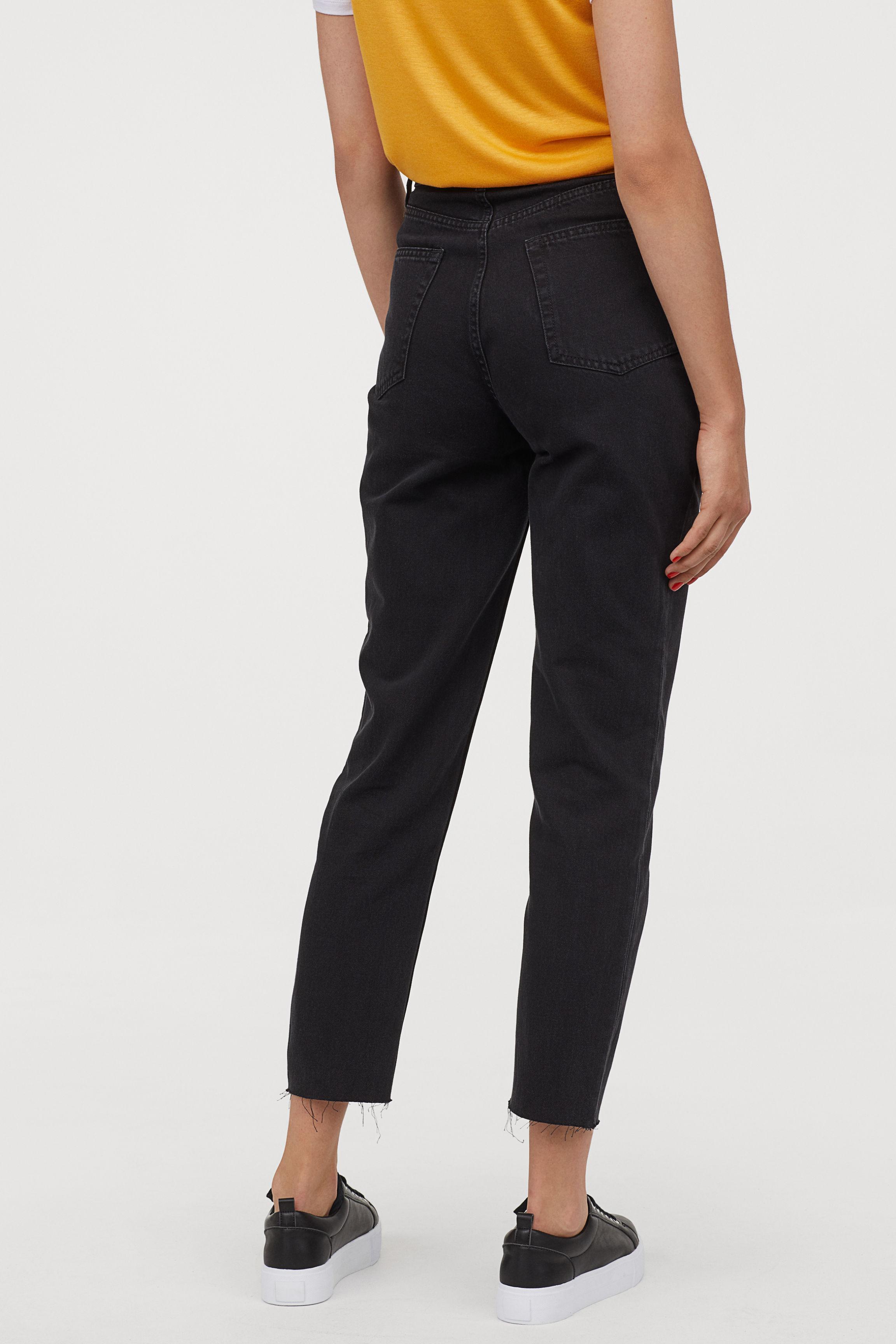 H&M Denim Slim Mom Jeans in Black Denim (Black) - Lyst