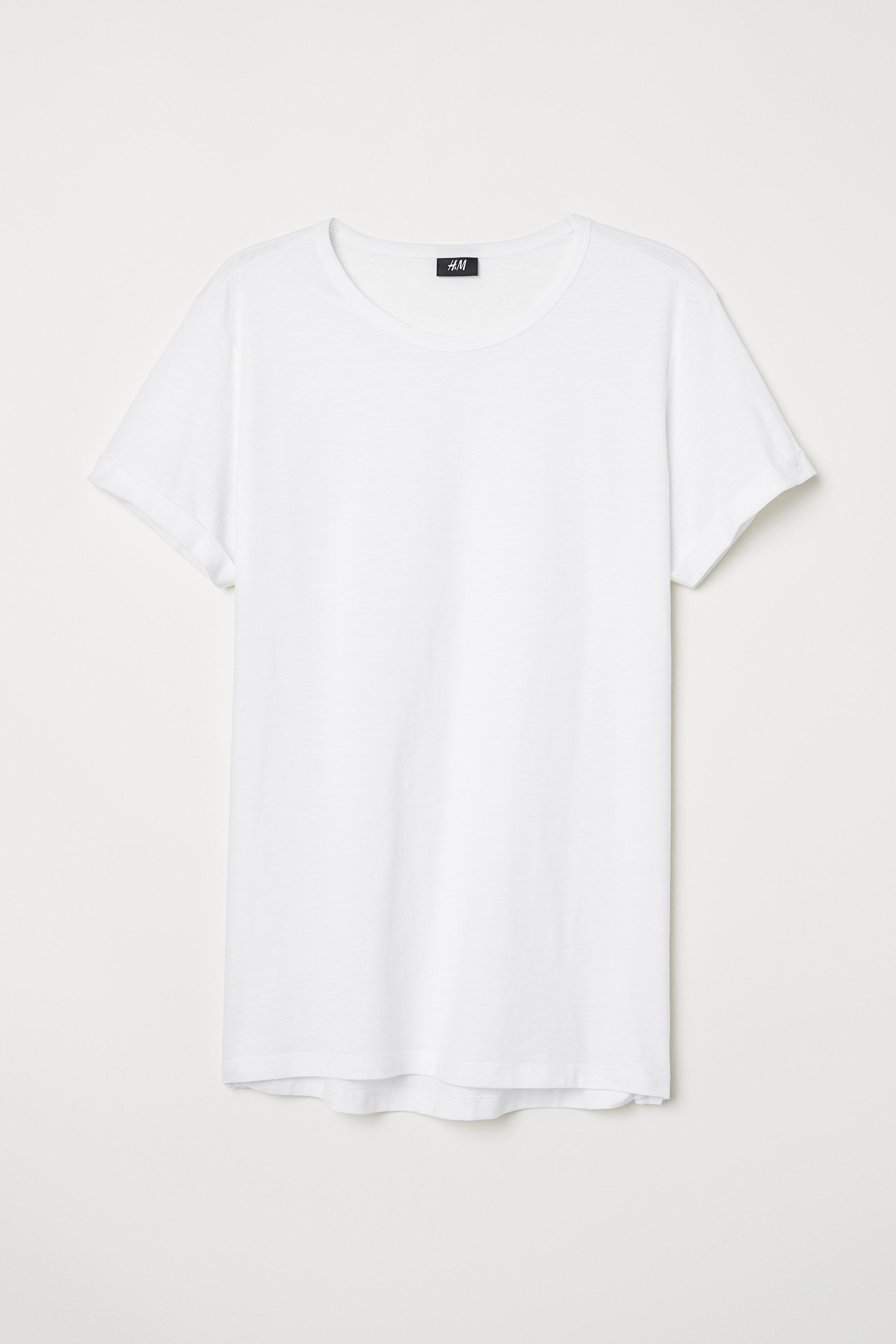 H&M Cotton Slub Jersey T-shirt in White for Men - Lyst