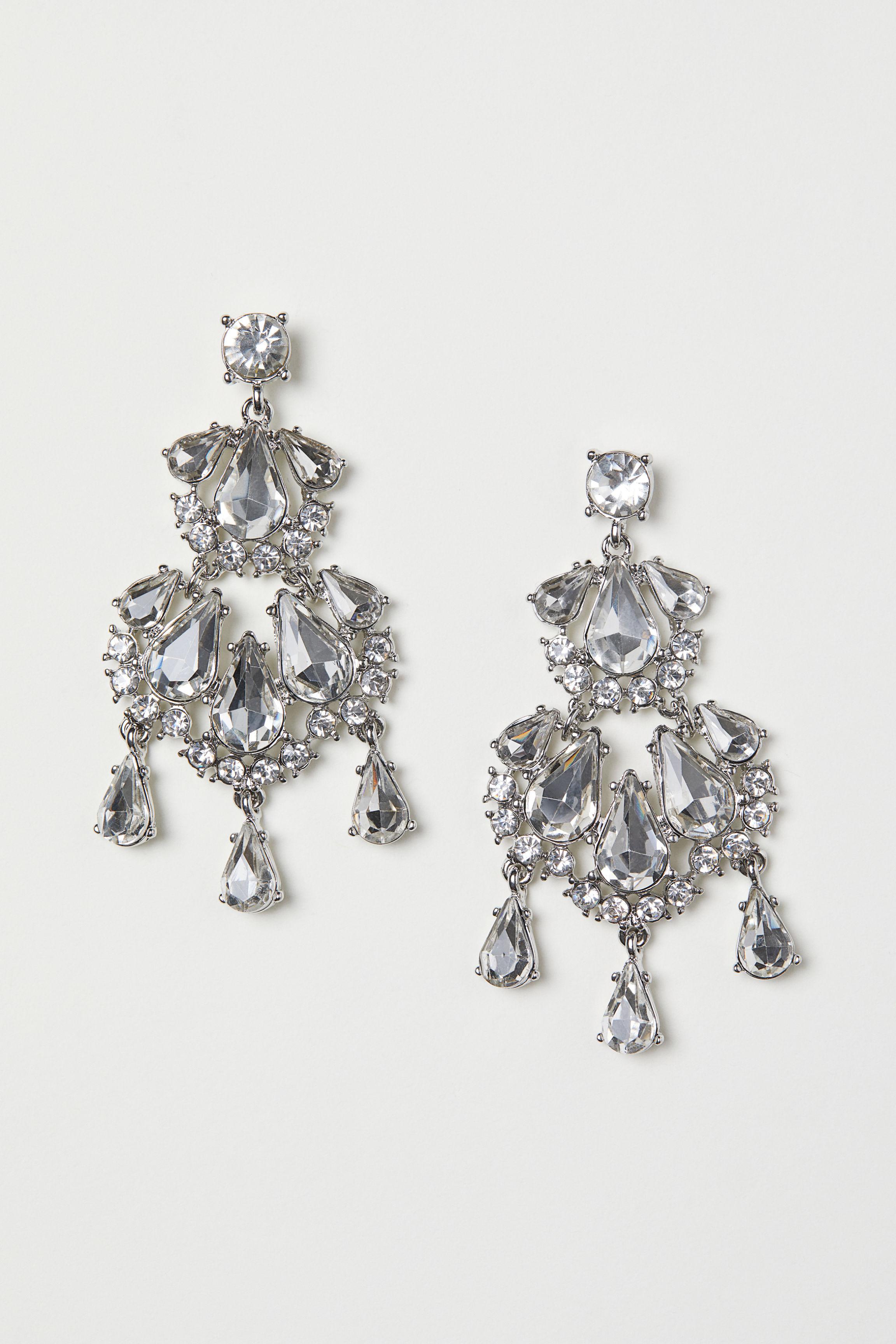 H&M Rhinestone Earrings in Metallic Lyst