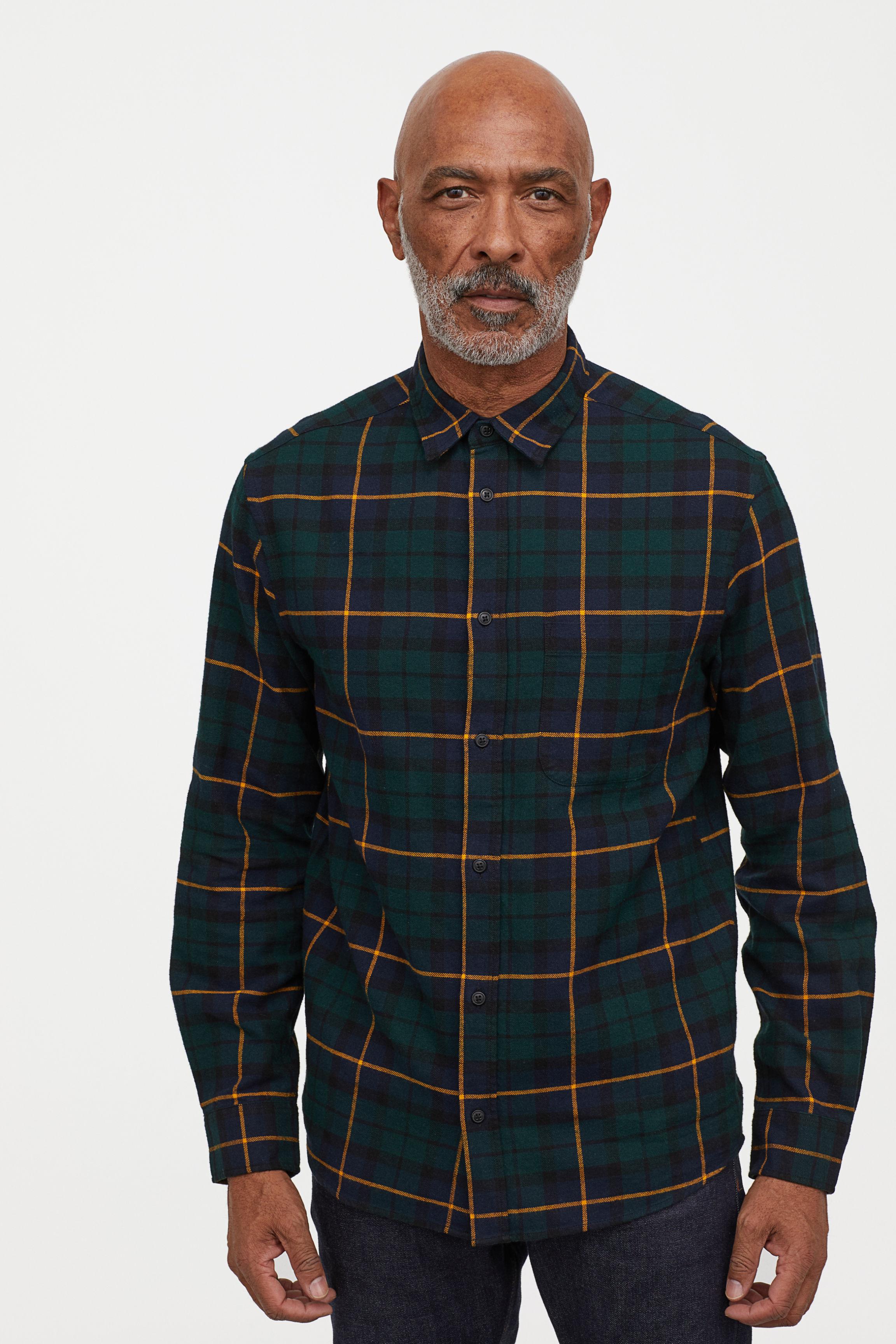 h&m green checked shirt
