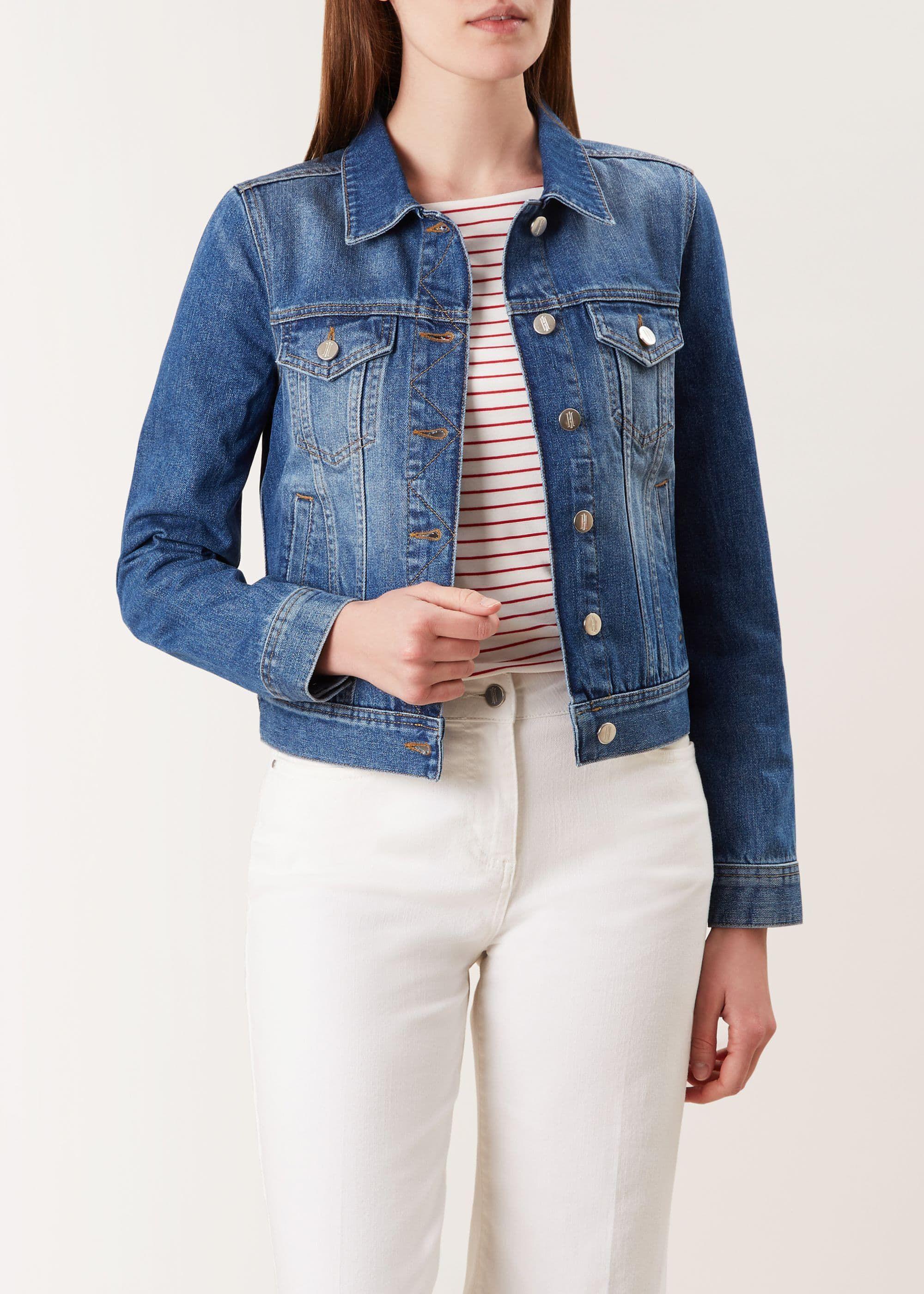 Hobbs Cotton Mariam Jacket in Mid Blue 