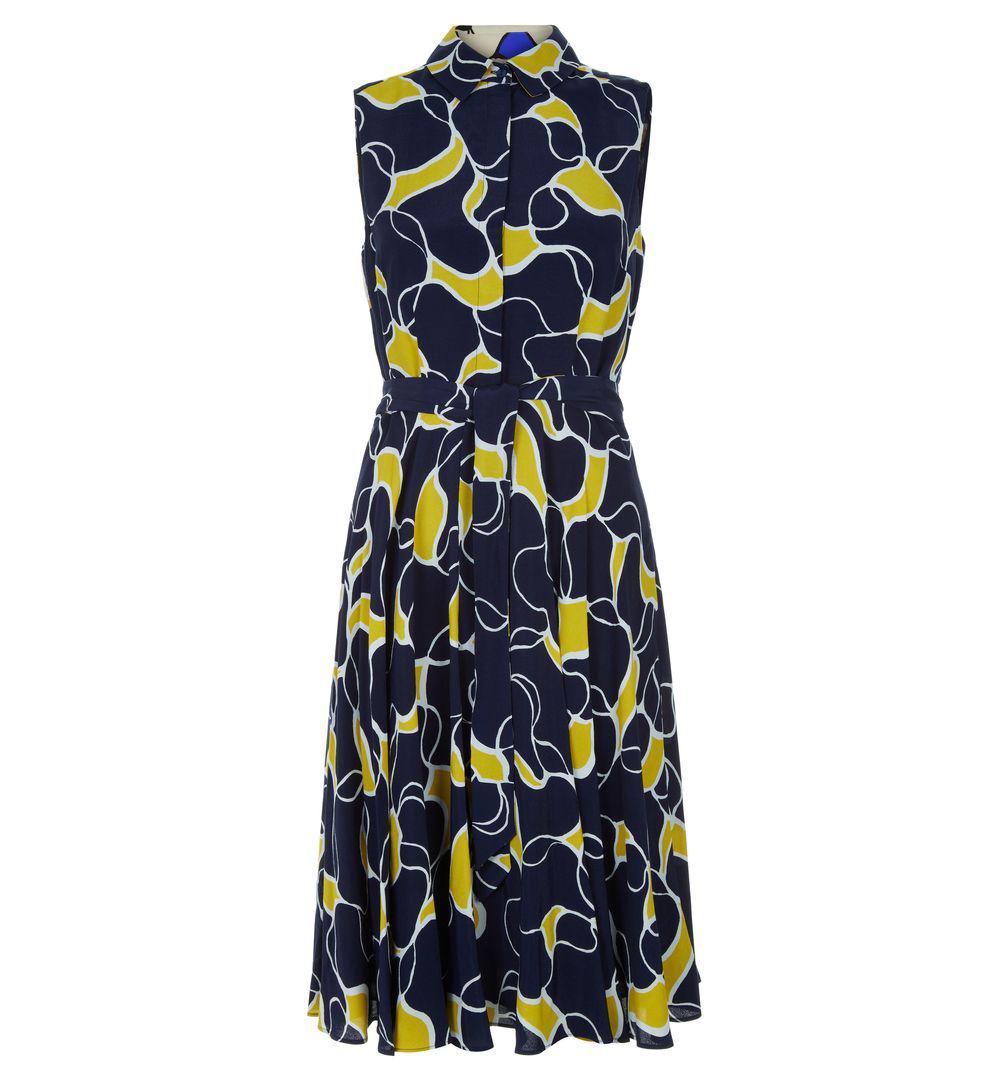 Hobbs Synthetic Belinda Dress in Yellow Navy (Blue) | Lyst
