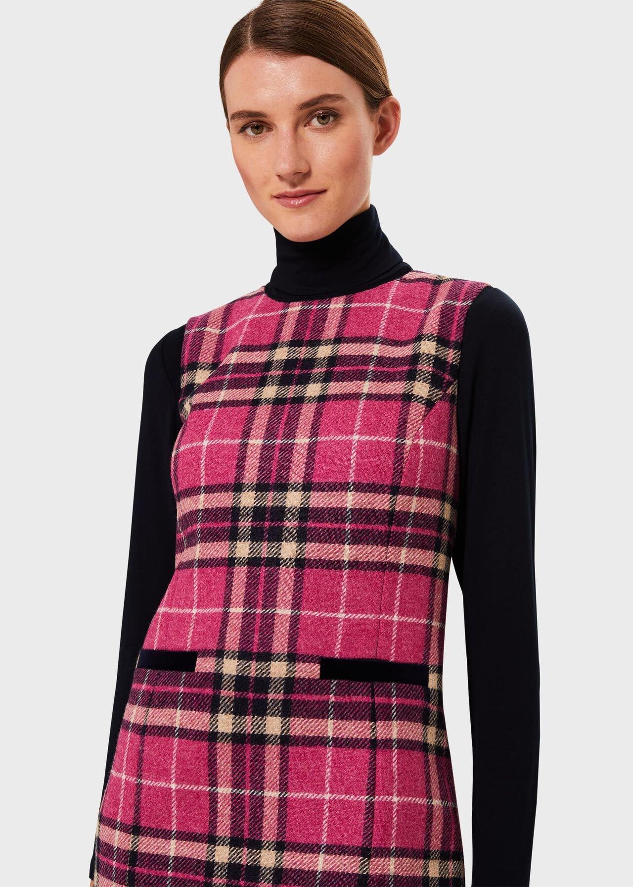 Hobbs Petite Margot Wool Check Shift Dress in Pink Navy (Pink) Lyst