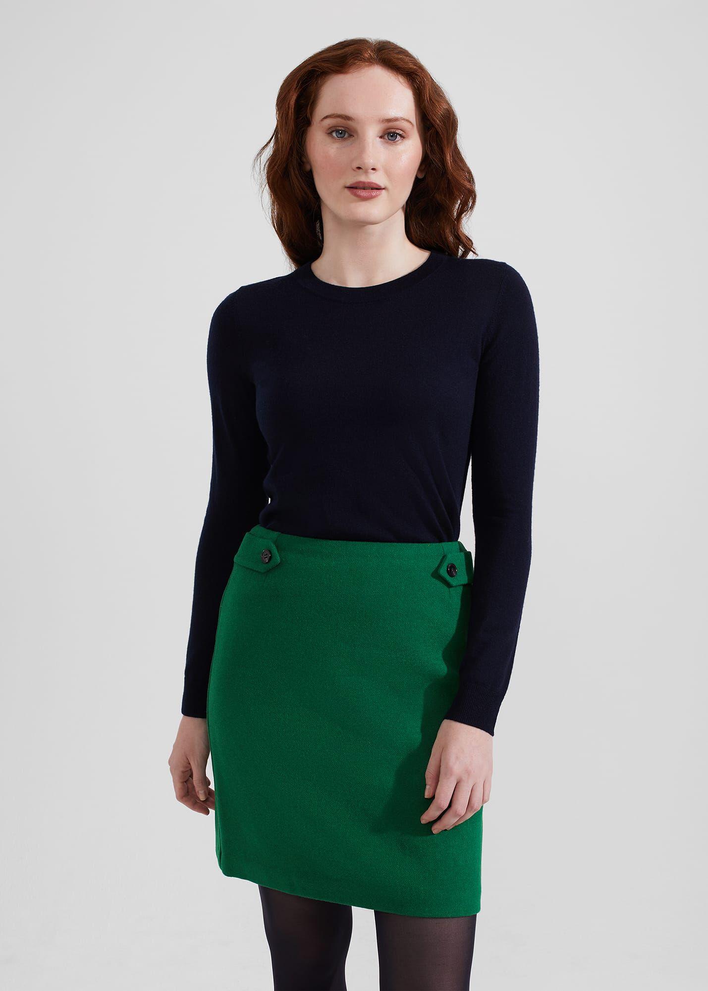 Hobbs green shop pleated skirt