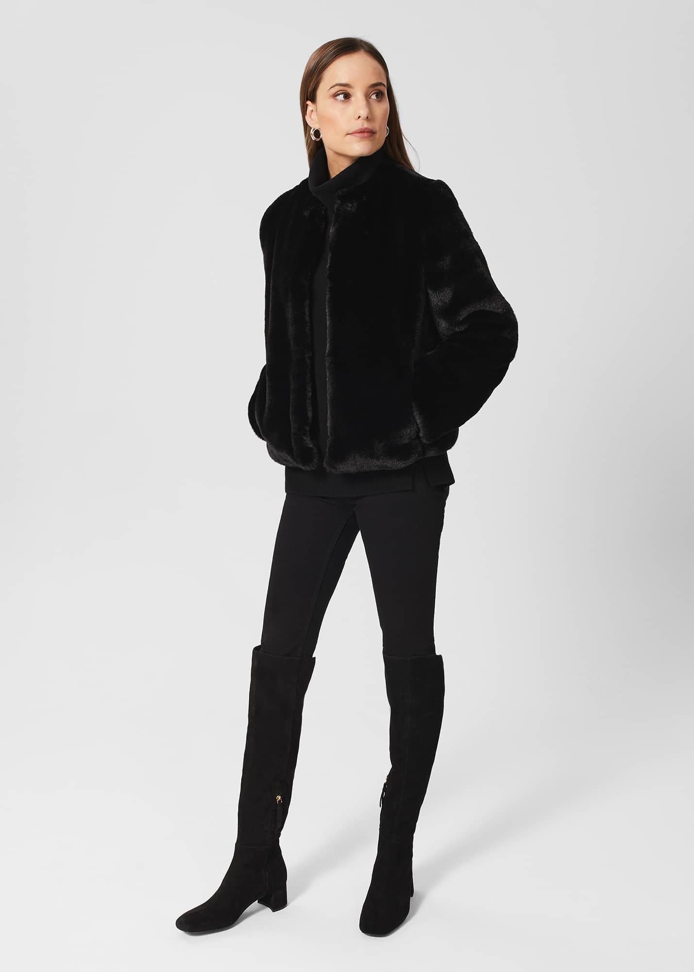 Hobbs Florence Fur Coat in Black Lyst Australia