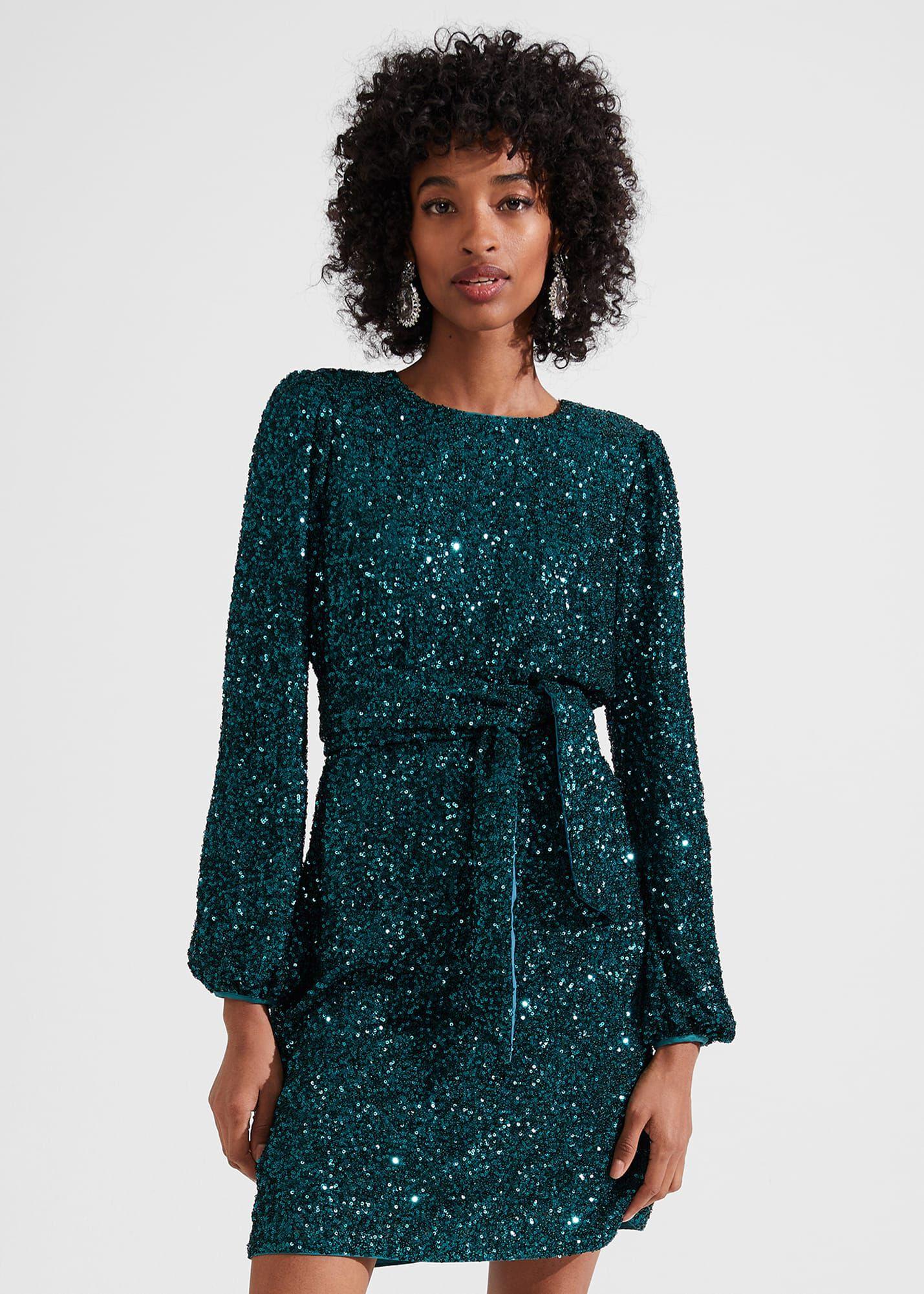 Hobbs emerald green dress cheap