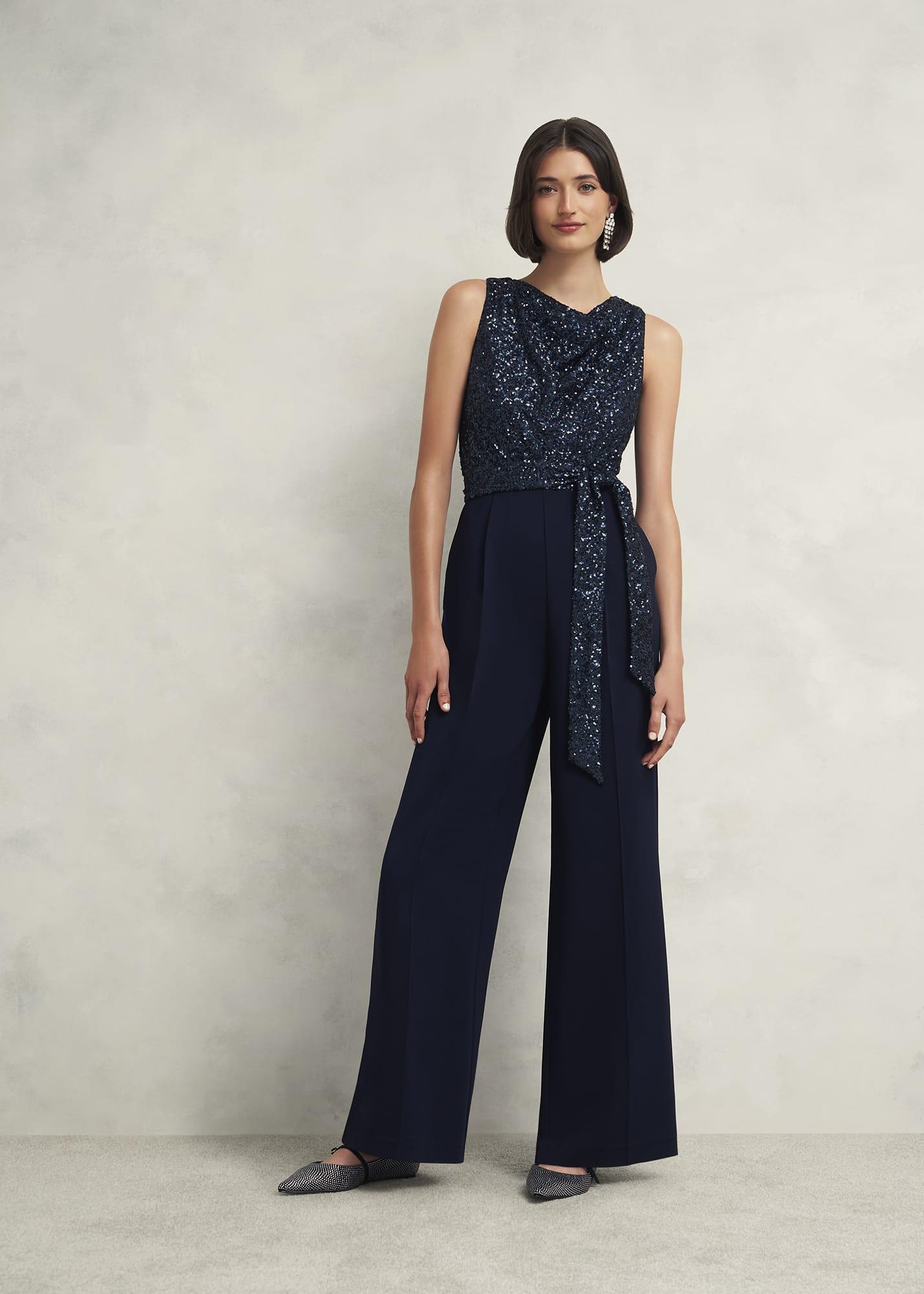 Hobbs Zuri Sequin Jumpsuit in Blue Lyst UK