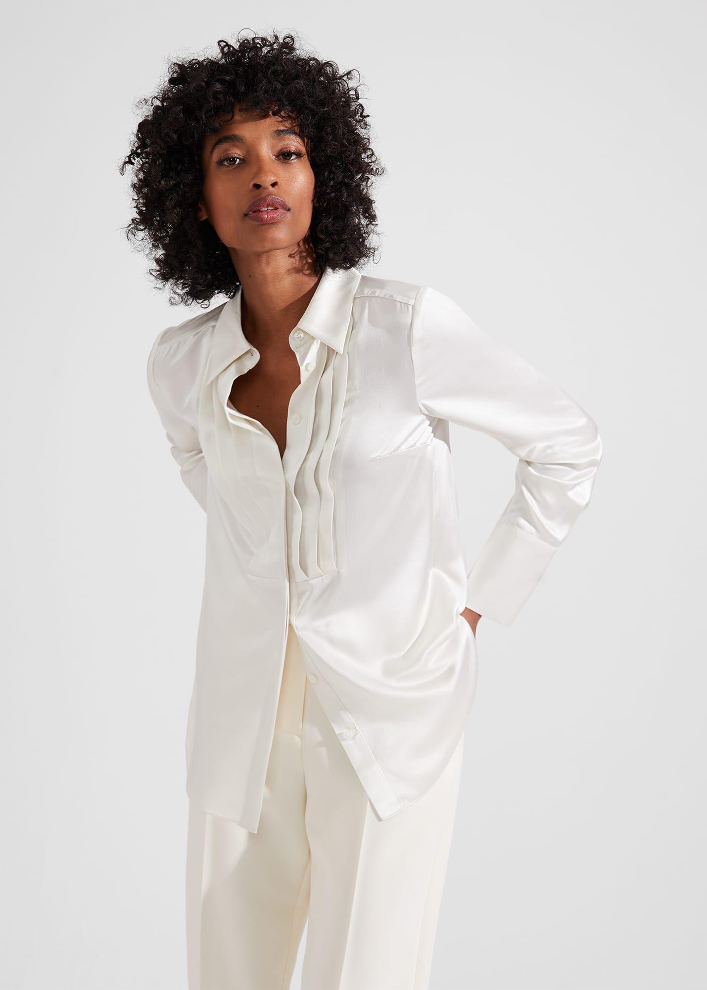 White shop silk shirt