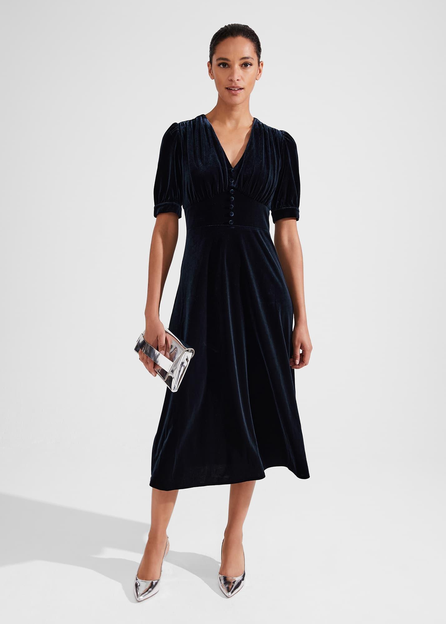 Hobbs black velvet dress hotsell