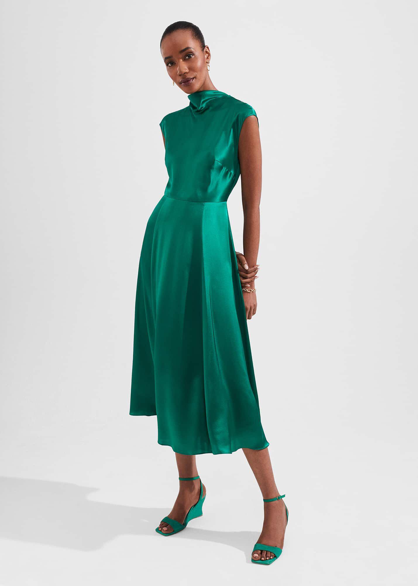 Hobbs Charlize Silk Dress in Green | Lyst