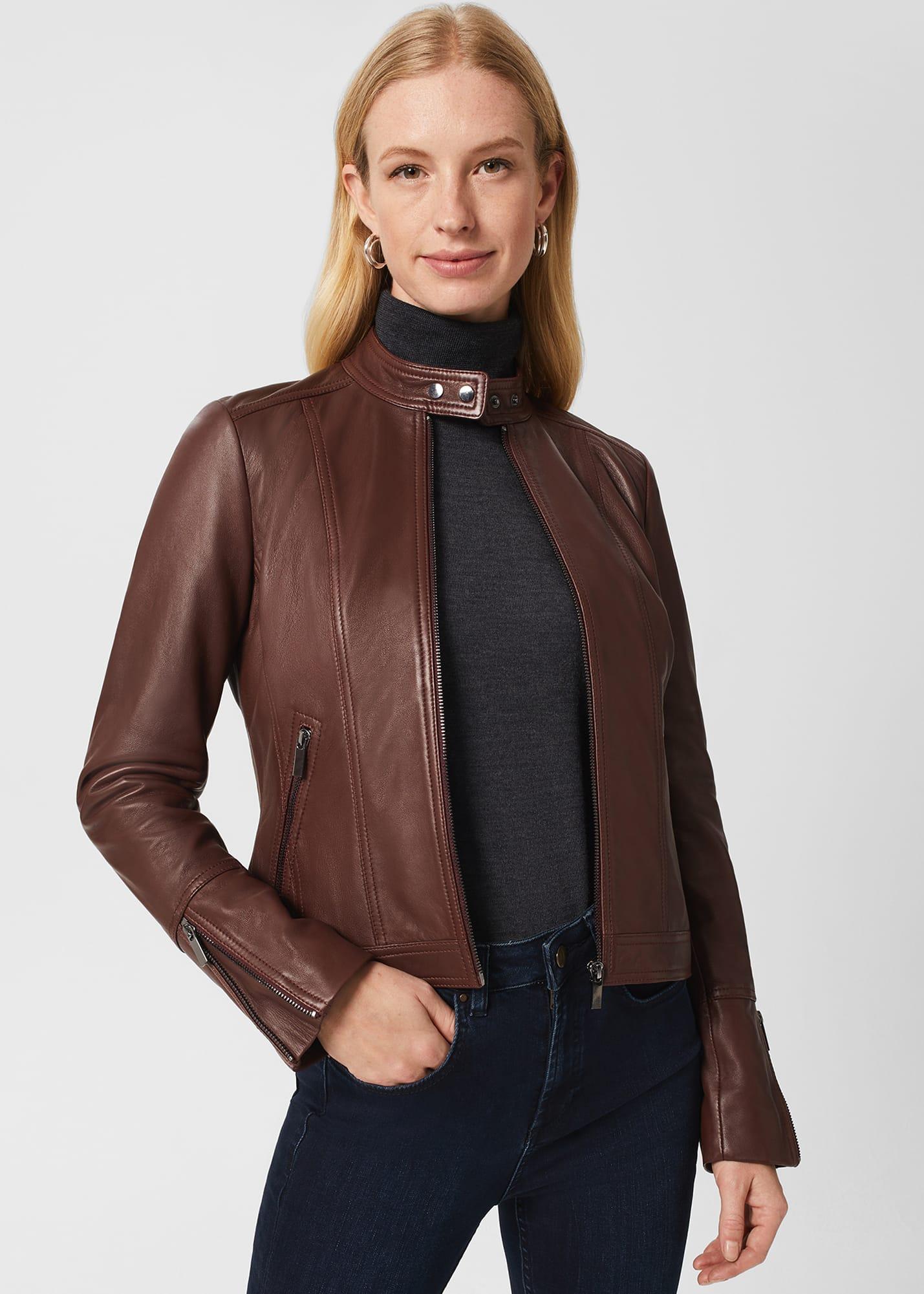 Hobbs Fran Leather Jacket in Brown Lyst UK