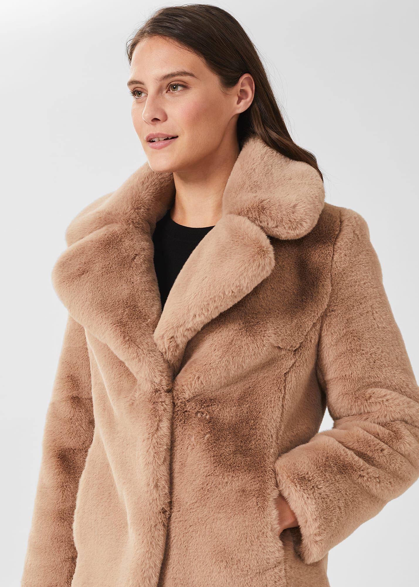 Hobbs Bethany Faux Fur Coat in Natural 