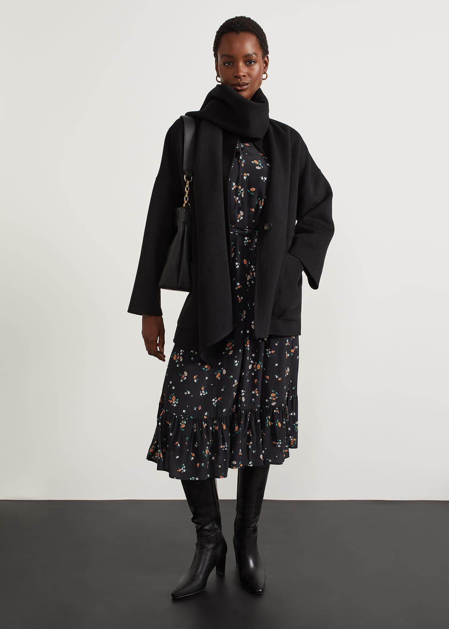 Hobbs Hadley Scarf Coat in Black Lyst UK