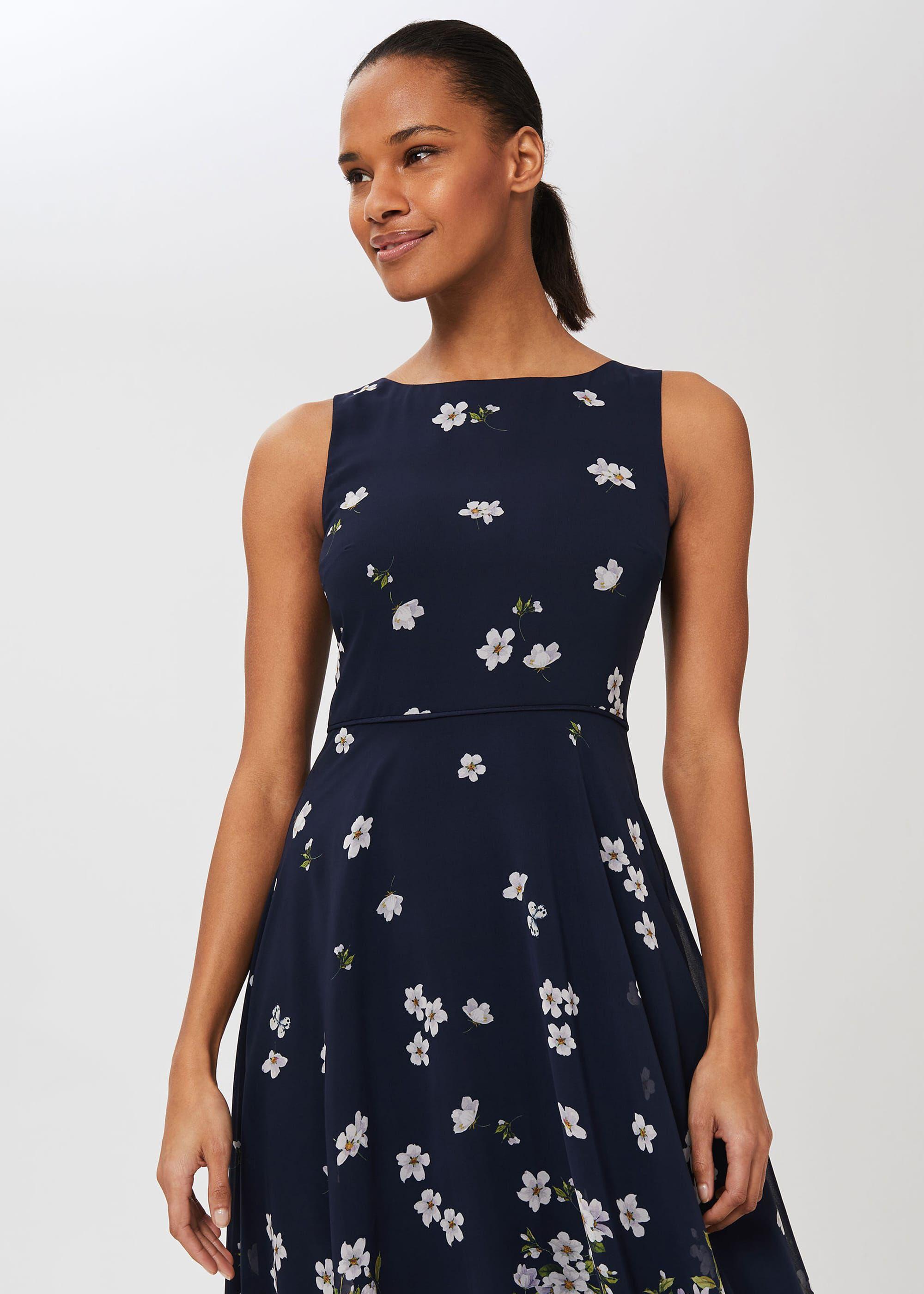 Hobbs navy carly dress online