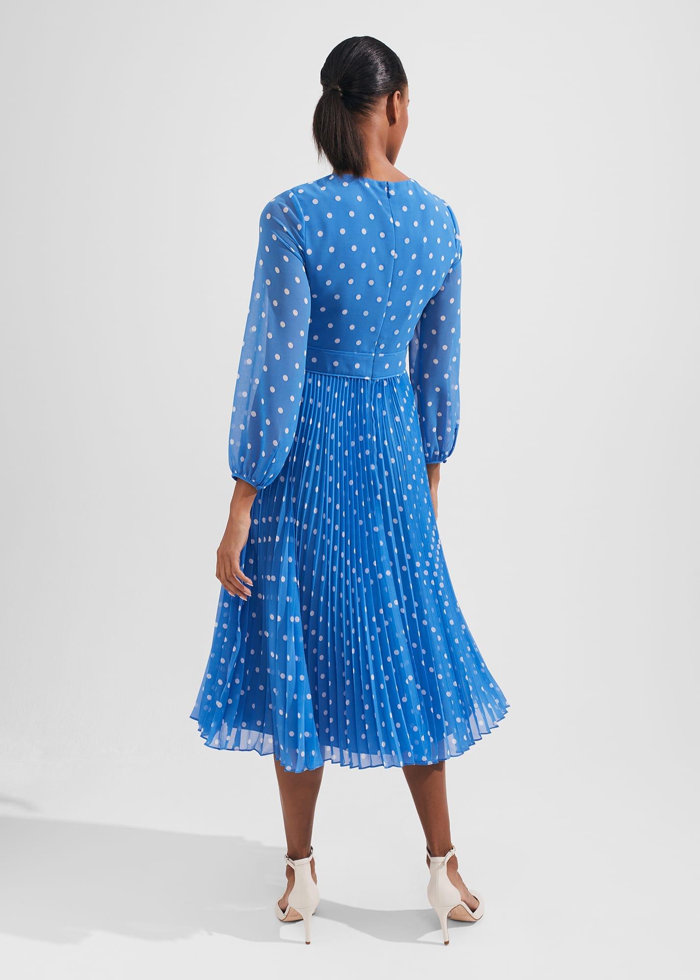 Hobbs Selena Spot Fit And Flare Dress in Blue Lyst UK