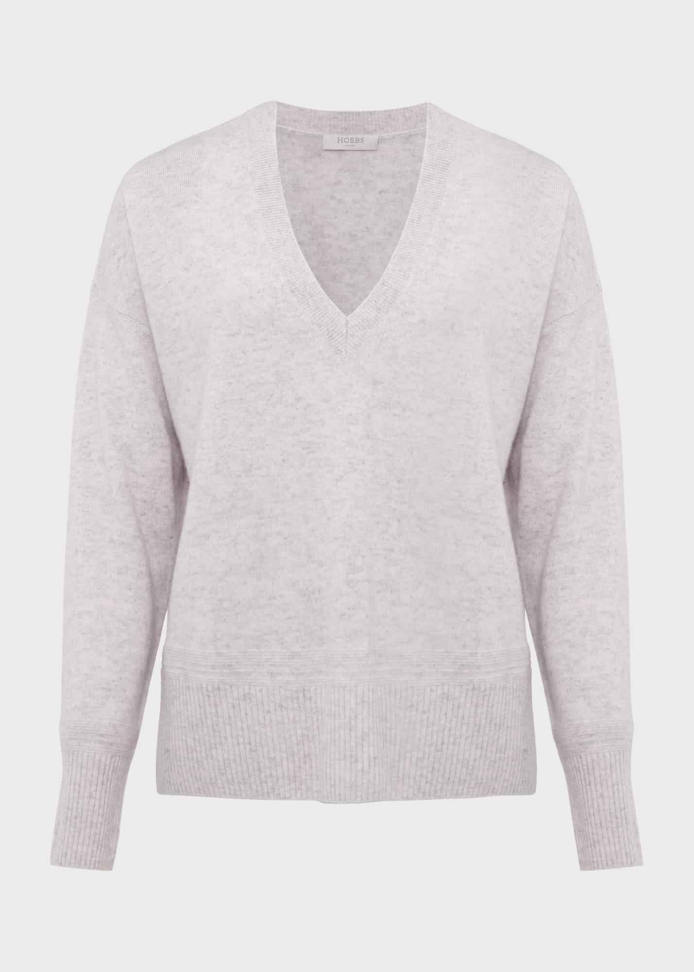Hobbs Audrey Cashmere and Wool Jumper, Pink Marl at John Lewis