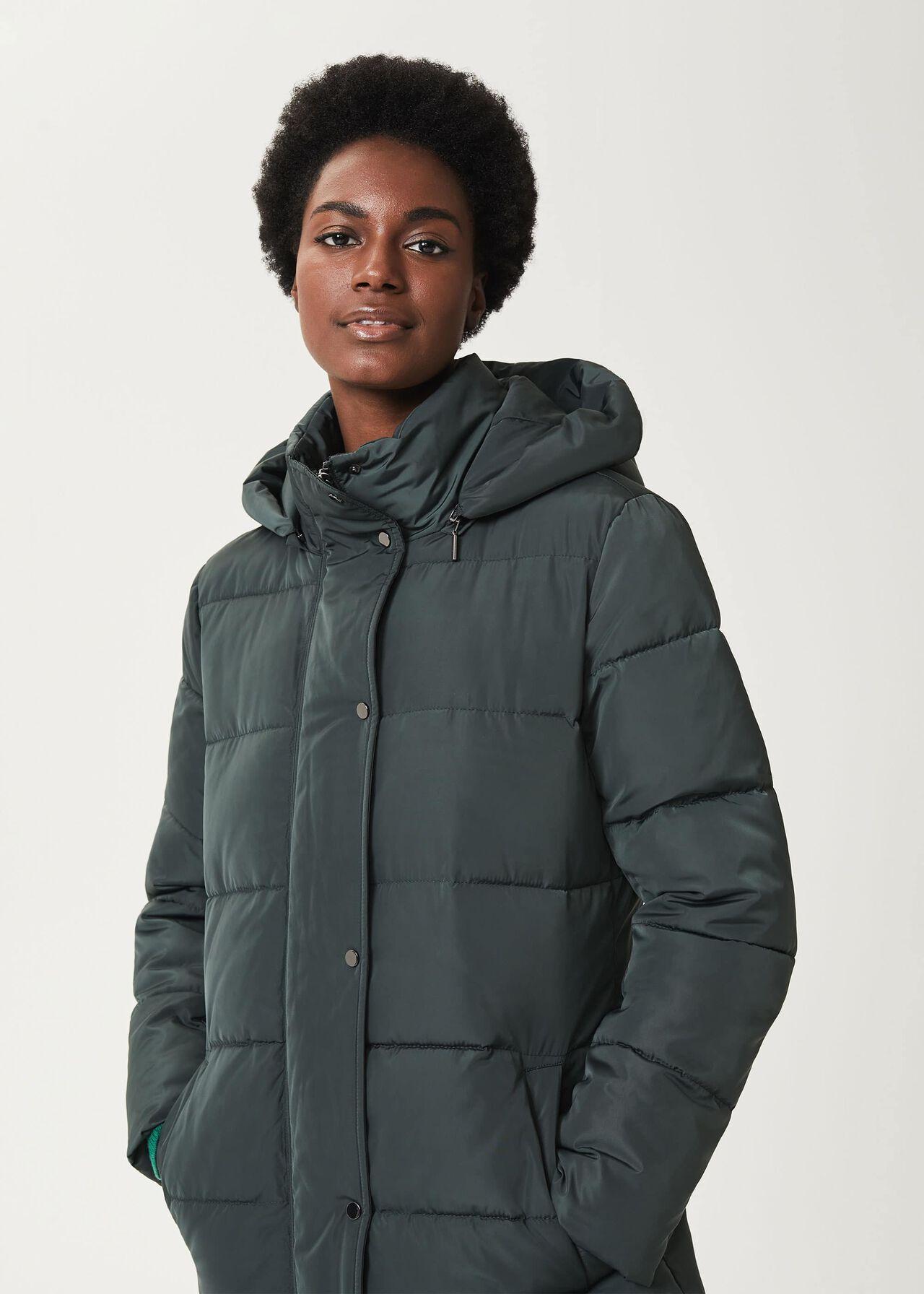kelly green puffer coat