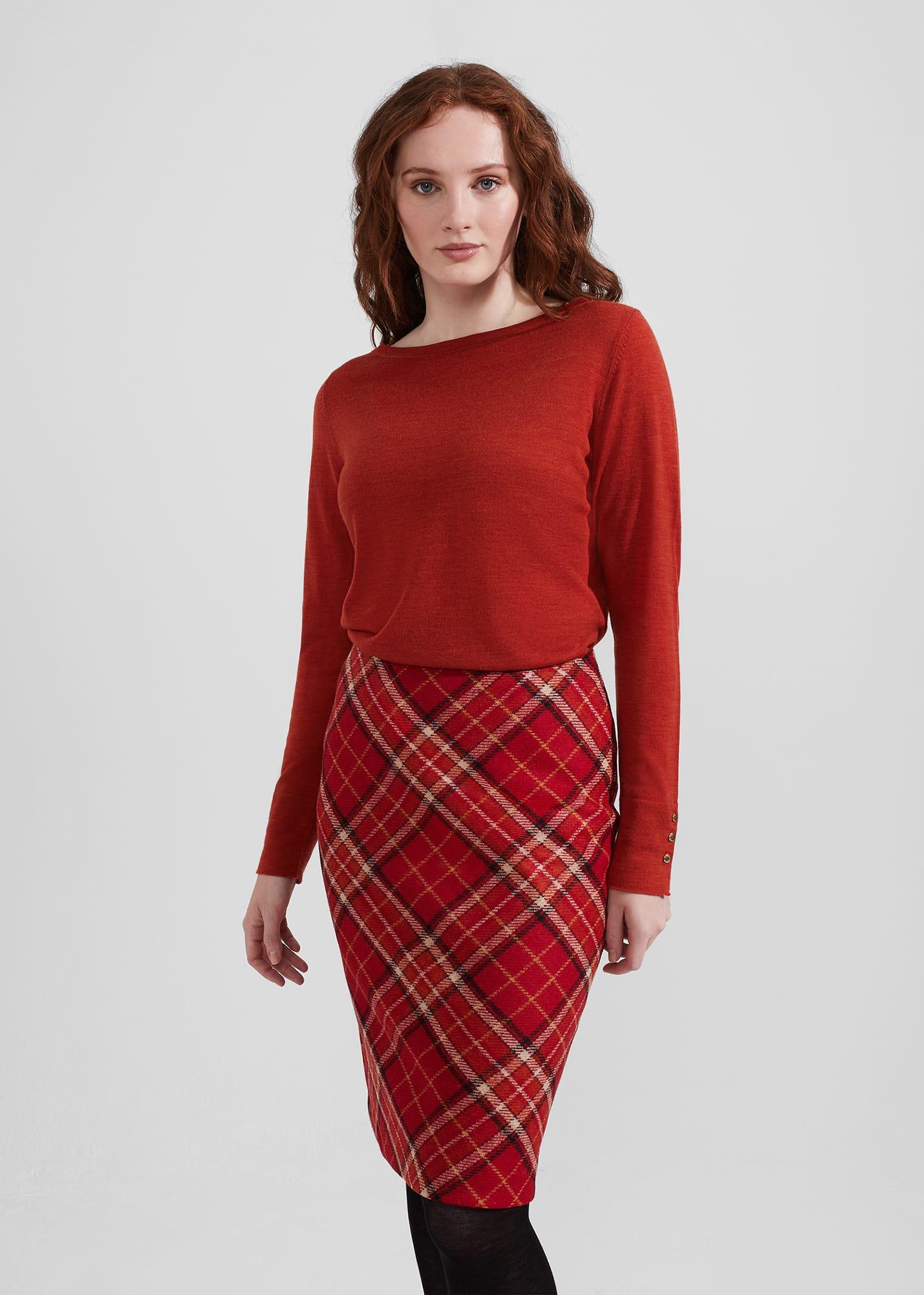 Hobbs red tartan skirt hotsell
