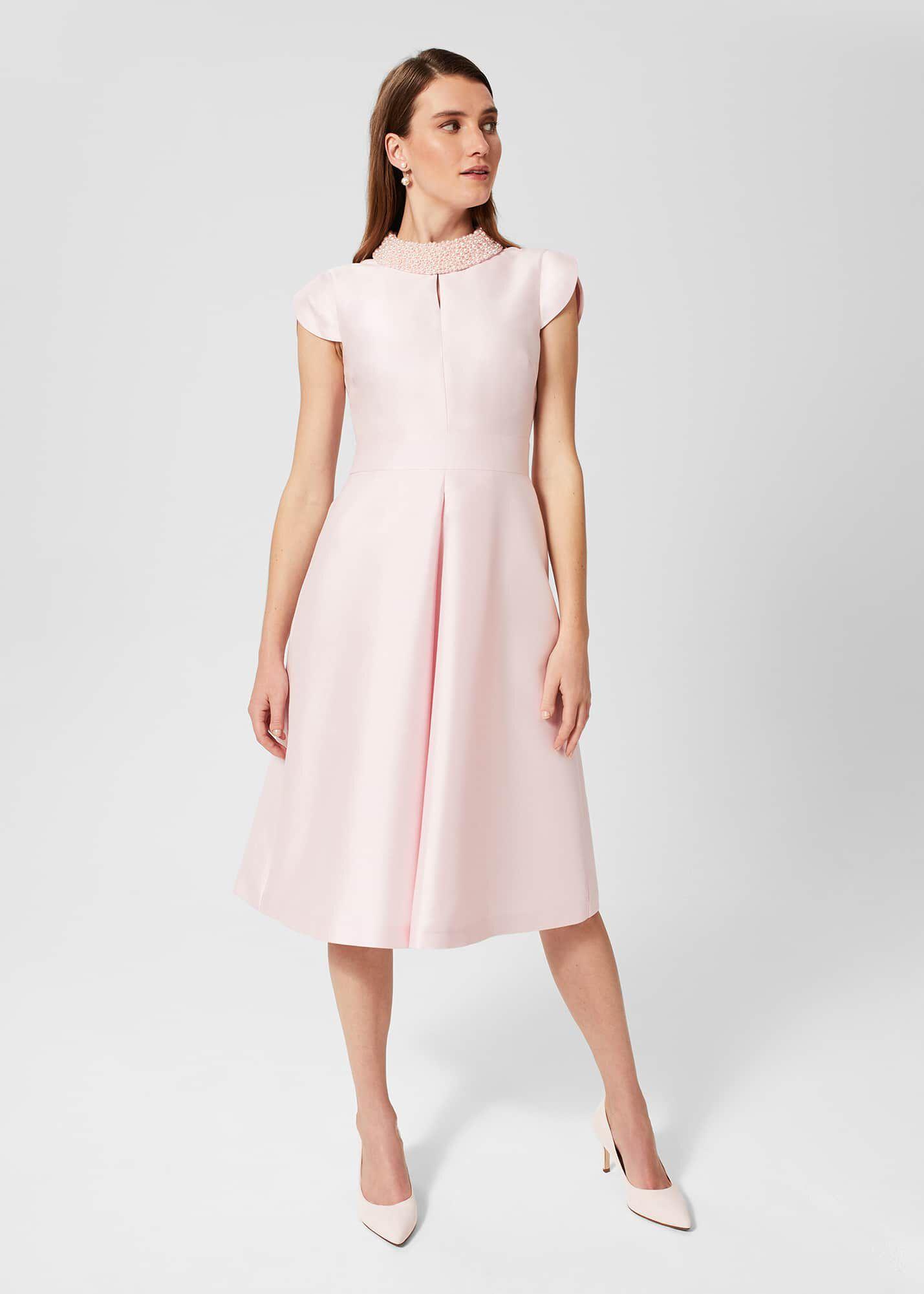 Hobbs Marcella Silk Blend Beaded Dress in Pink Lyst
