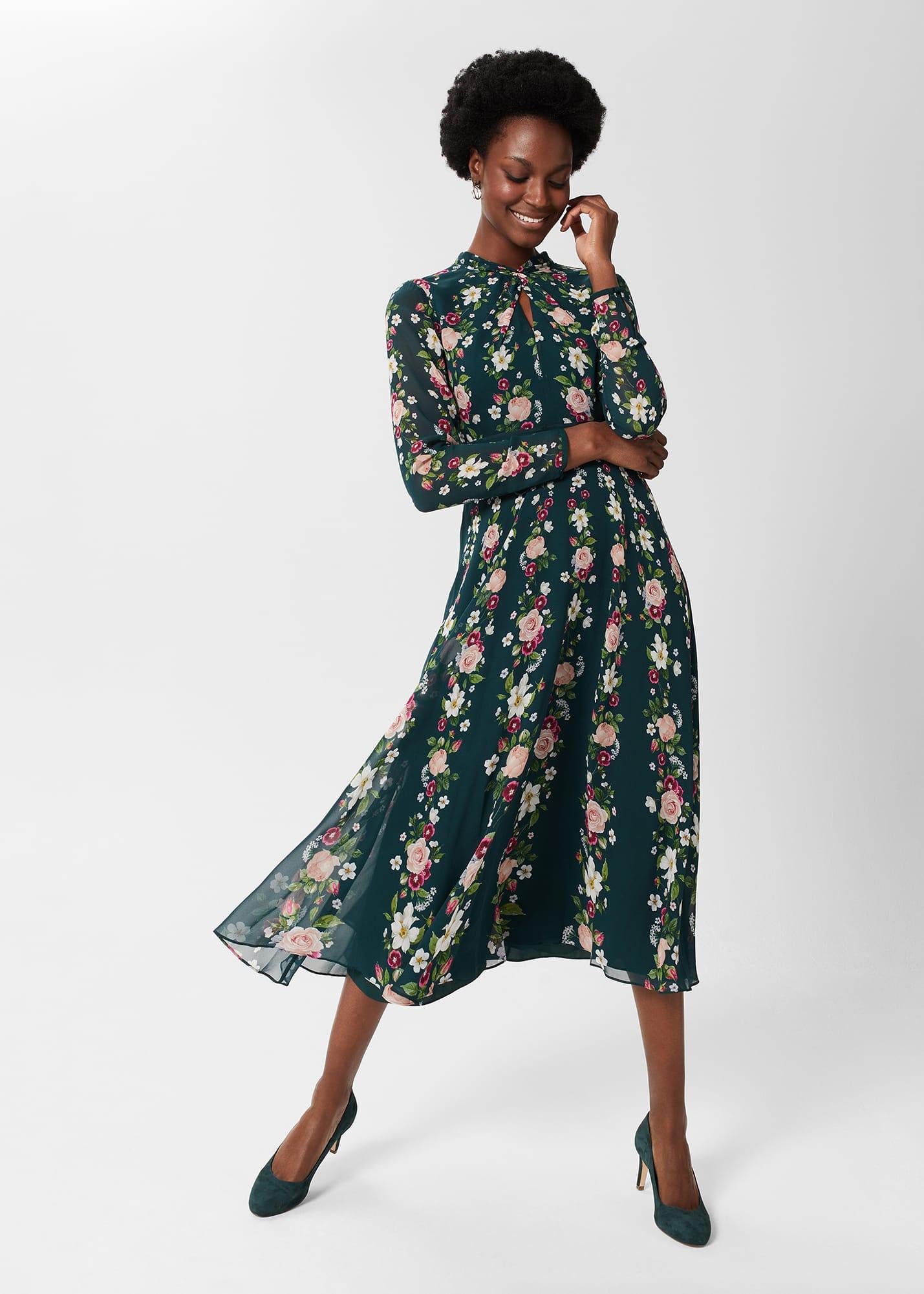 Hobbs Helena Silk Floral Dress in Green Lyst Australia