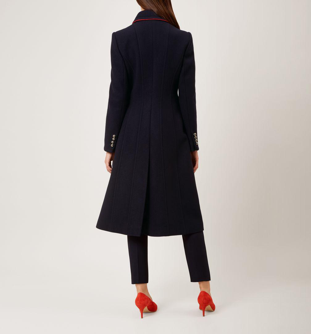 Hobbs Wool Carla Coat in Navy Red (Blue 
