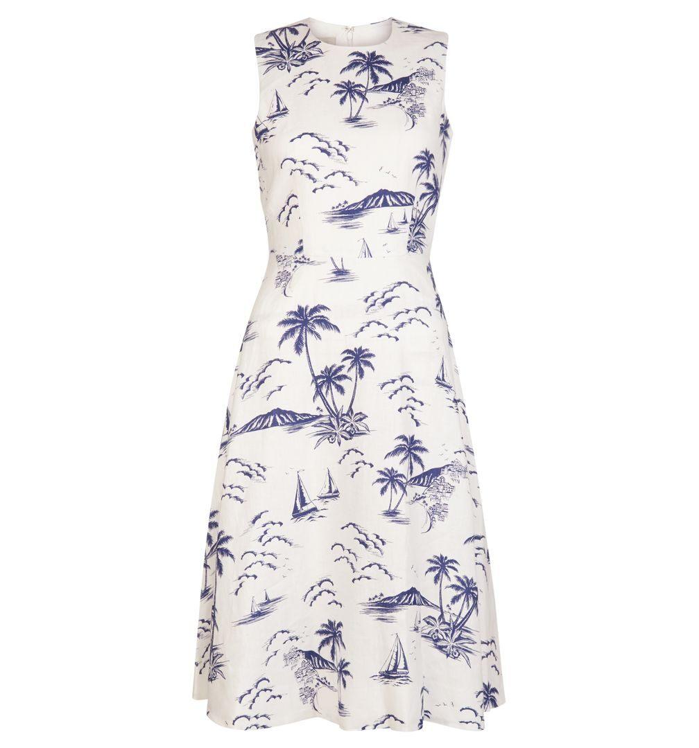 Hobbs Twitchill Linen Dress in Ivory Navy (Blue) Lyst