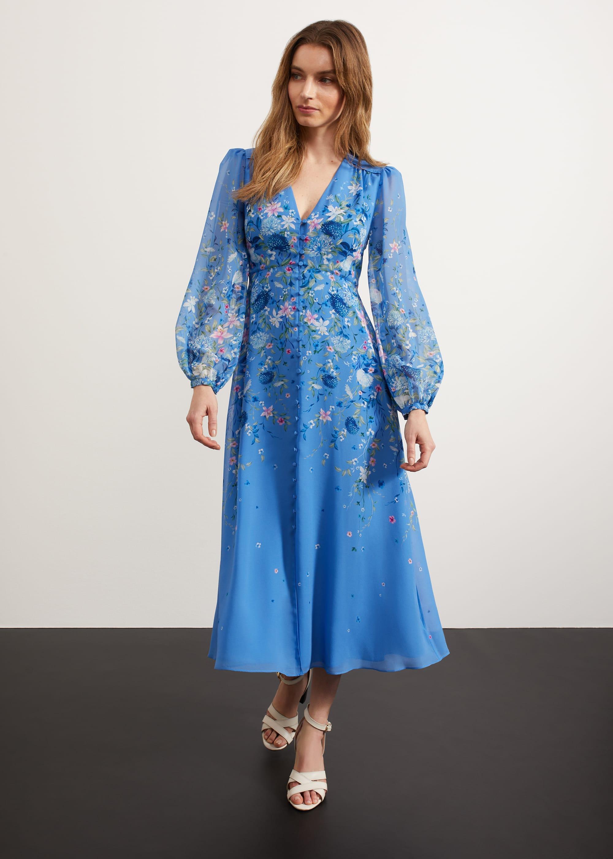 Hobbs Caversham Silk Floral Dress in Blue Lyst Australia