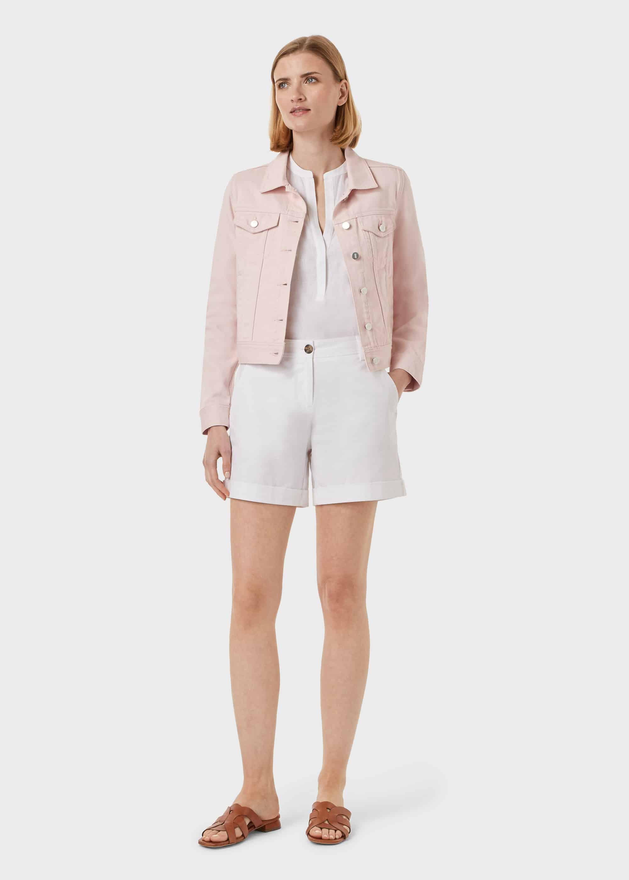 Hobbs Mariam Denim Jacket in Pale Pink 