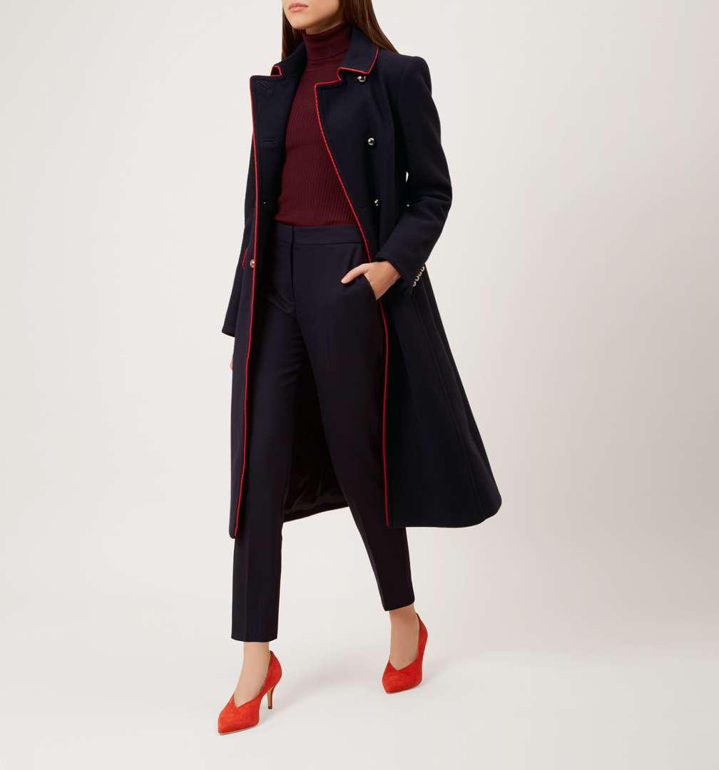 Hobbs Wool Carla Coat in Navy Red (Blue 