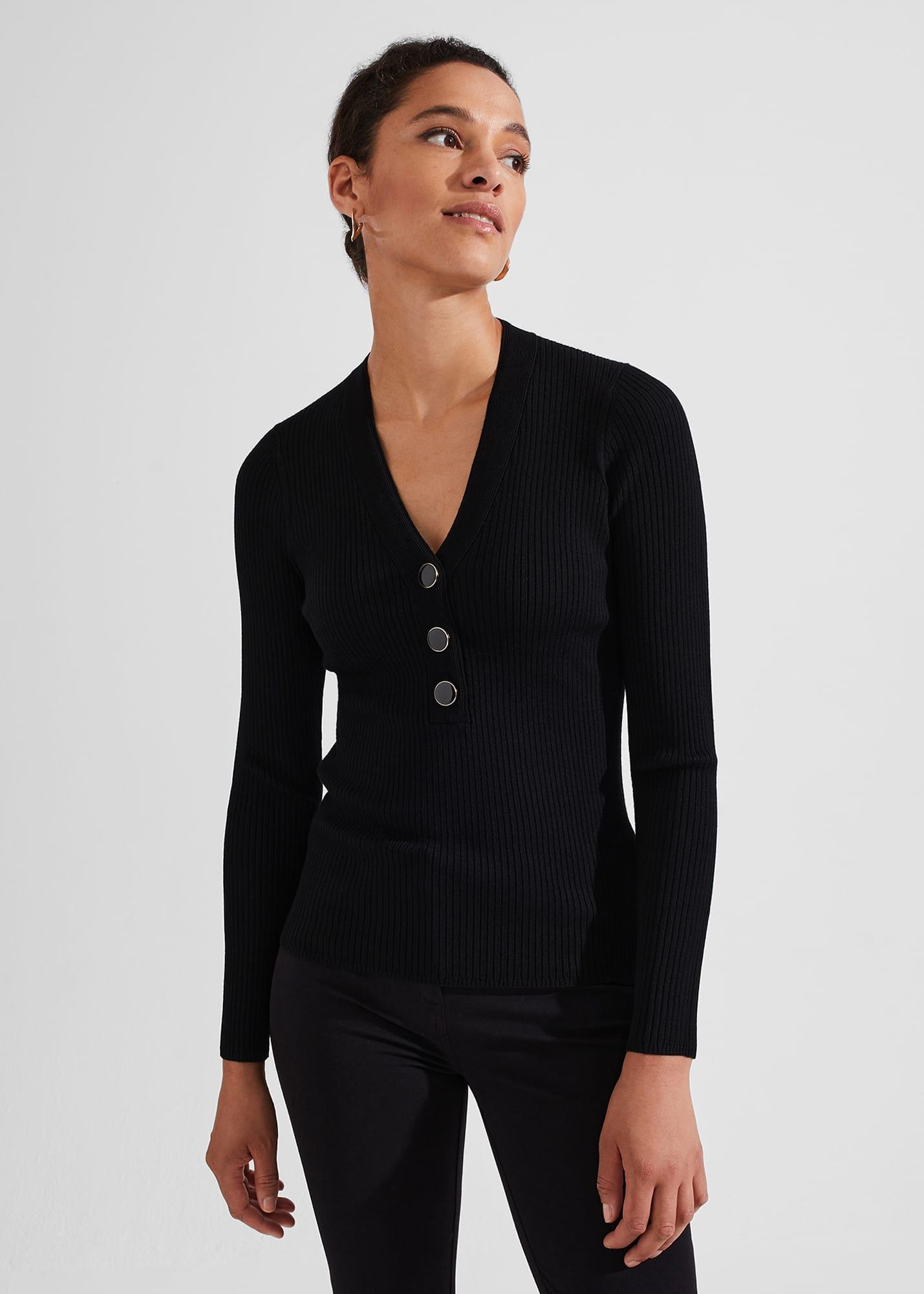 Hobbs Kaya Ribbed Jumper in Black Lyst