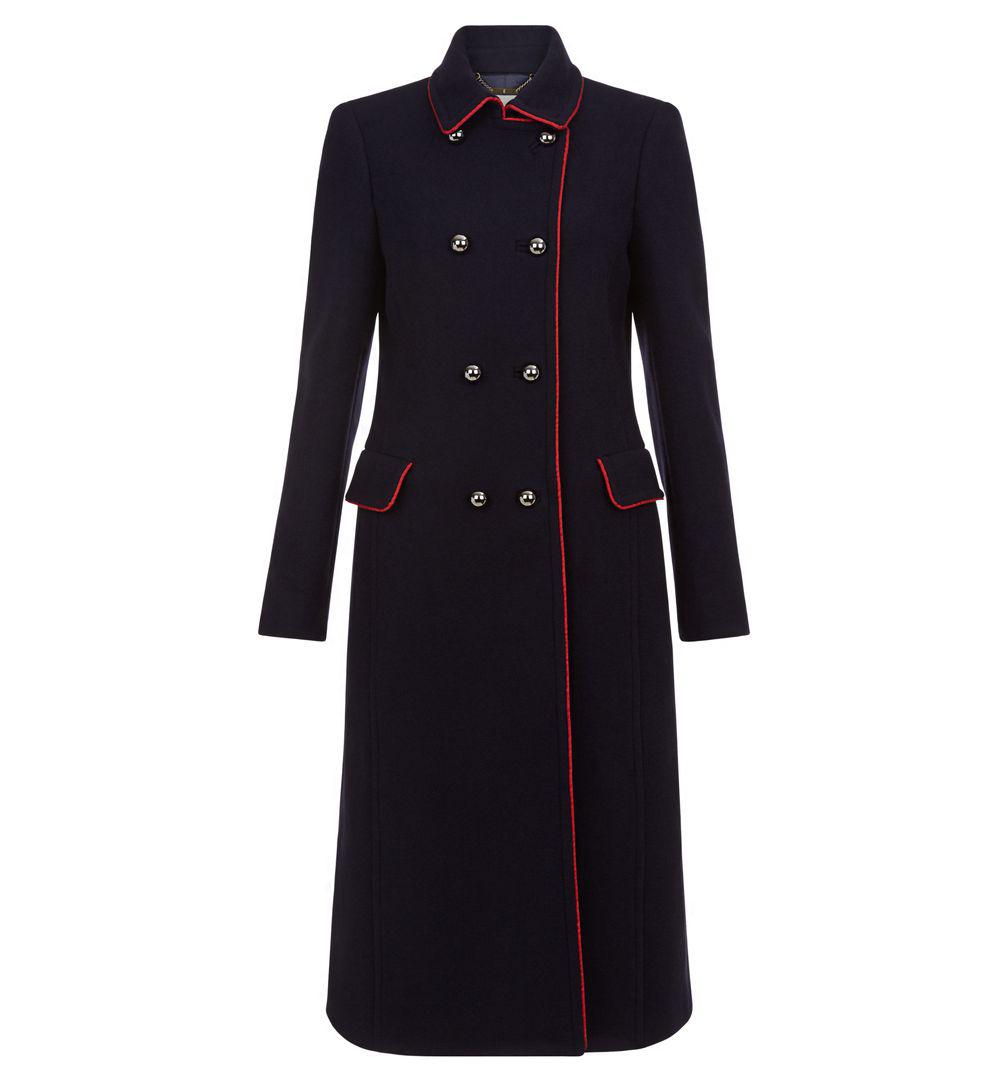 Hobbs Wool Carla Coat in Navy Red (Blue 